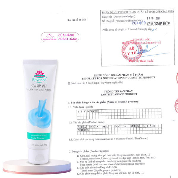 [BEYONCÉ] Sữa rửa mặt Kiềm dầu, Ngừa mụn, Làm sạch sâu