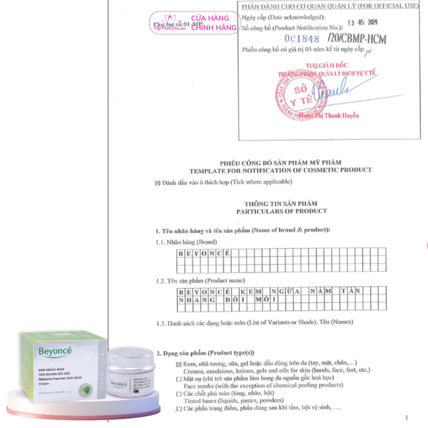 [BEYONCÉ] Kem Dưỡng trắng, Ngừa nám, Tàn nhang