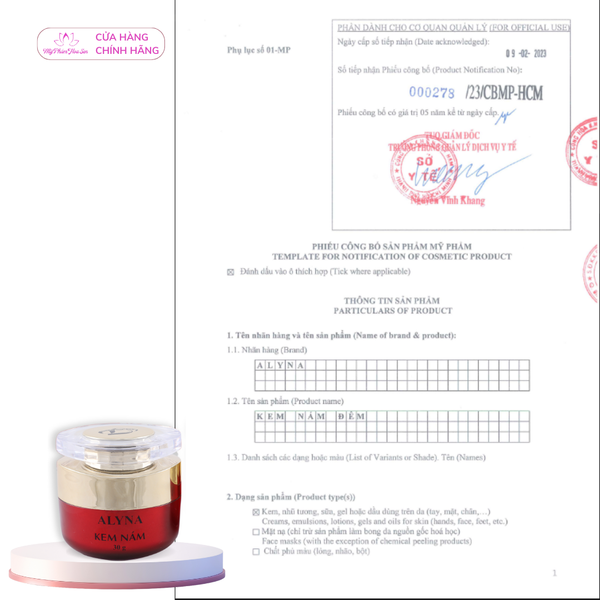 [ALYNA - KEM CẶP] Kem Nám - Hỗ trợ mờ thâm sạm