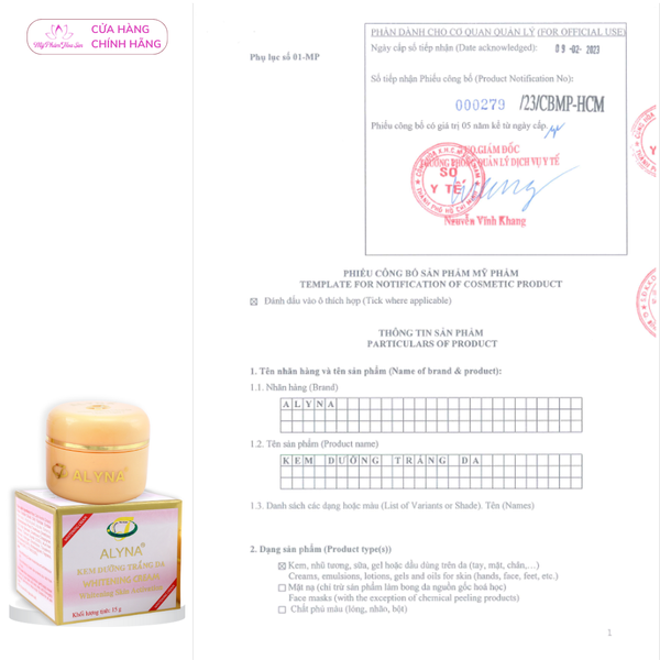 [ALYNA - DÒNG THƯỜNG] Kem Dưỡng trắng, Giữ ẩm da