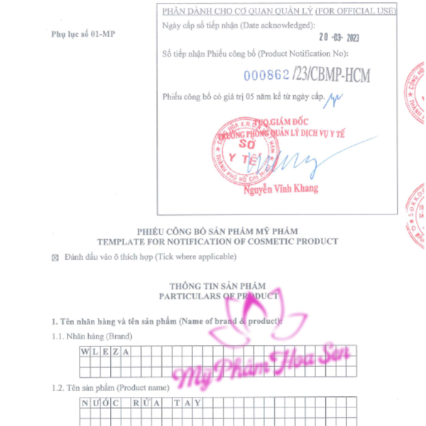 [WLEZA] Nước rửa tay Diệt khuẩn, Khử mùi, Giữ ẩm tay - Oải Hương