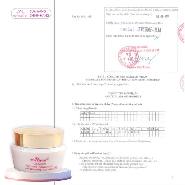 [ALYNA - DÒNG CẢI TIẾN ] Kem Dưỡng trắng, Ngừa lão hóa Collagen