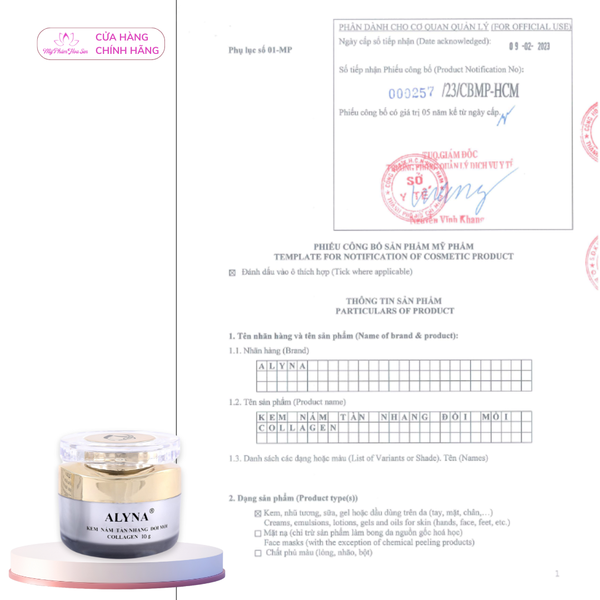 [ALYNA - DÒNG VIP] Kem Ngừa nám, Tàn nhang, Đồi mồi Collagen