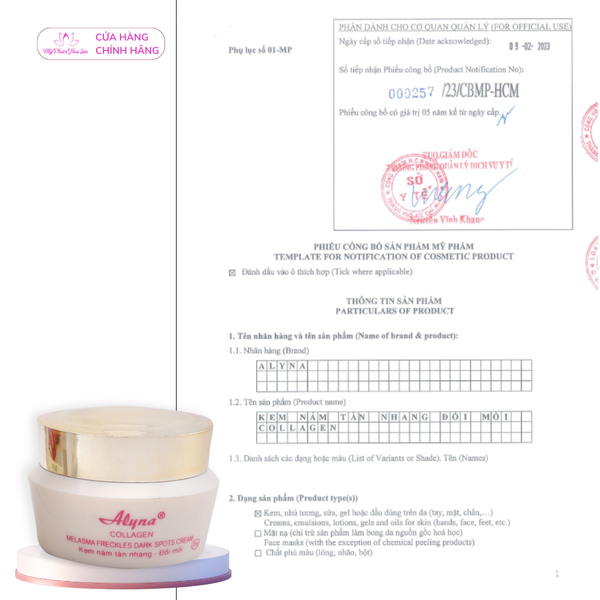 [ALYNA - DÒNG CẢI TIẾN ] Kem Mờ nám, Tàn nhang, Đồi mồi Collagen