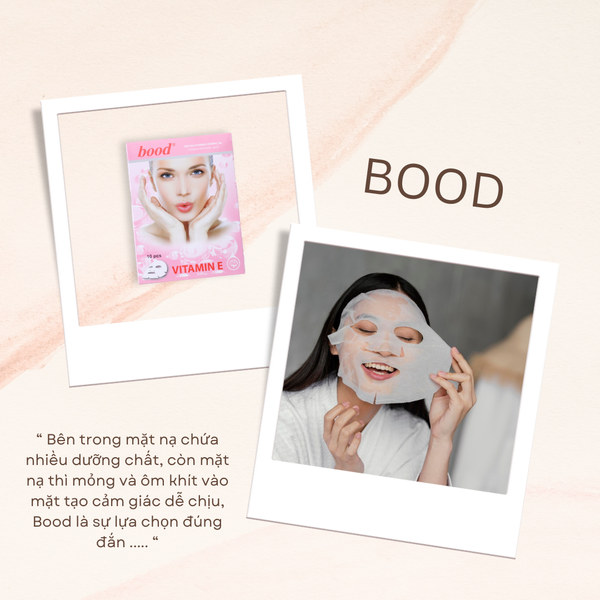 [BOOD] Mặt nạ Vitamin E Dưỡng trắng, Cấp ẩm, Ngừa lão hóa da - 10 miếng
