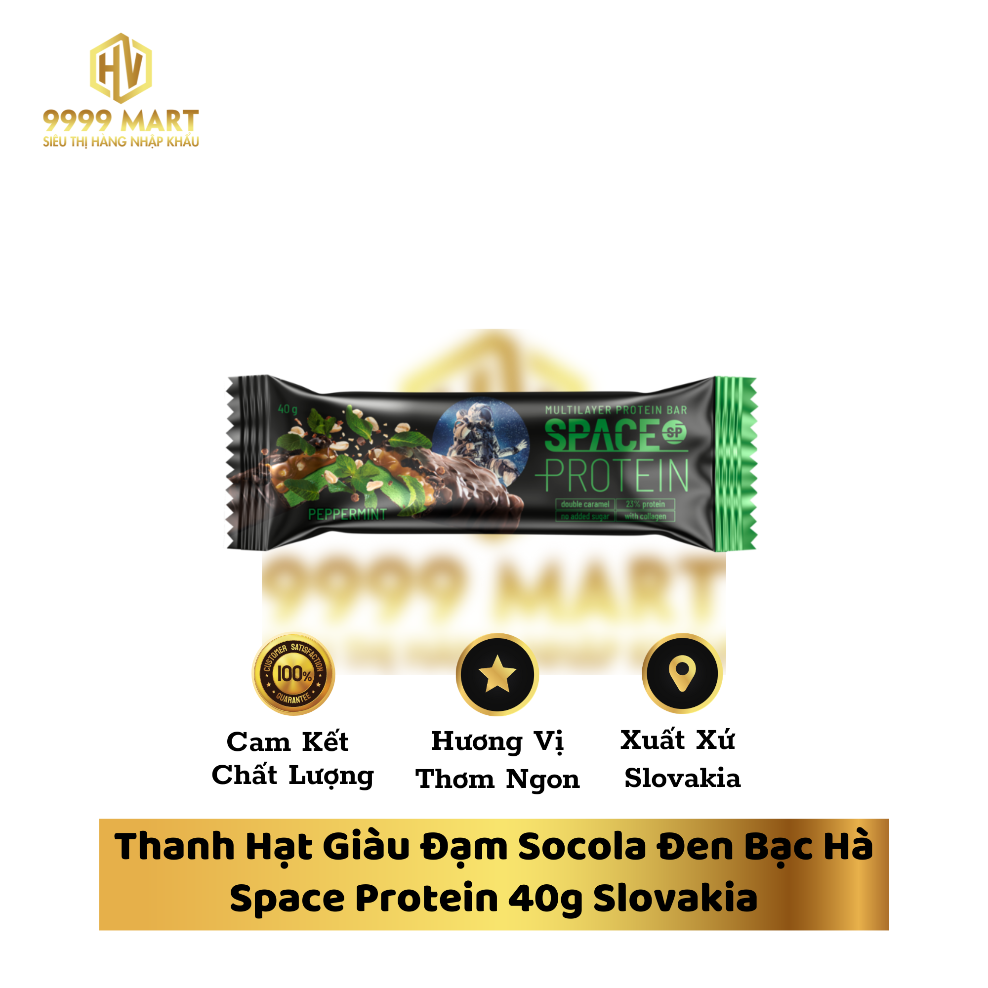  Thanh Hạt Giàu Đạm Socola Đen Bạc Hà Space Protein 40g Slovakia 