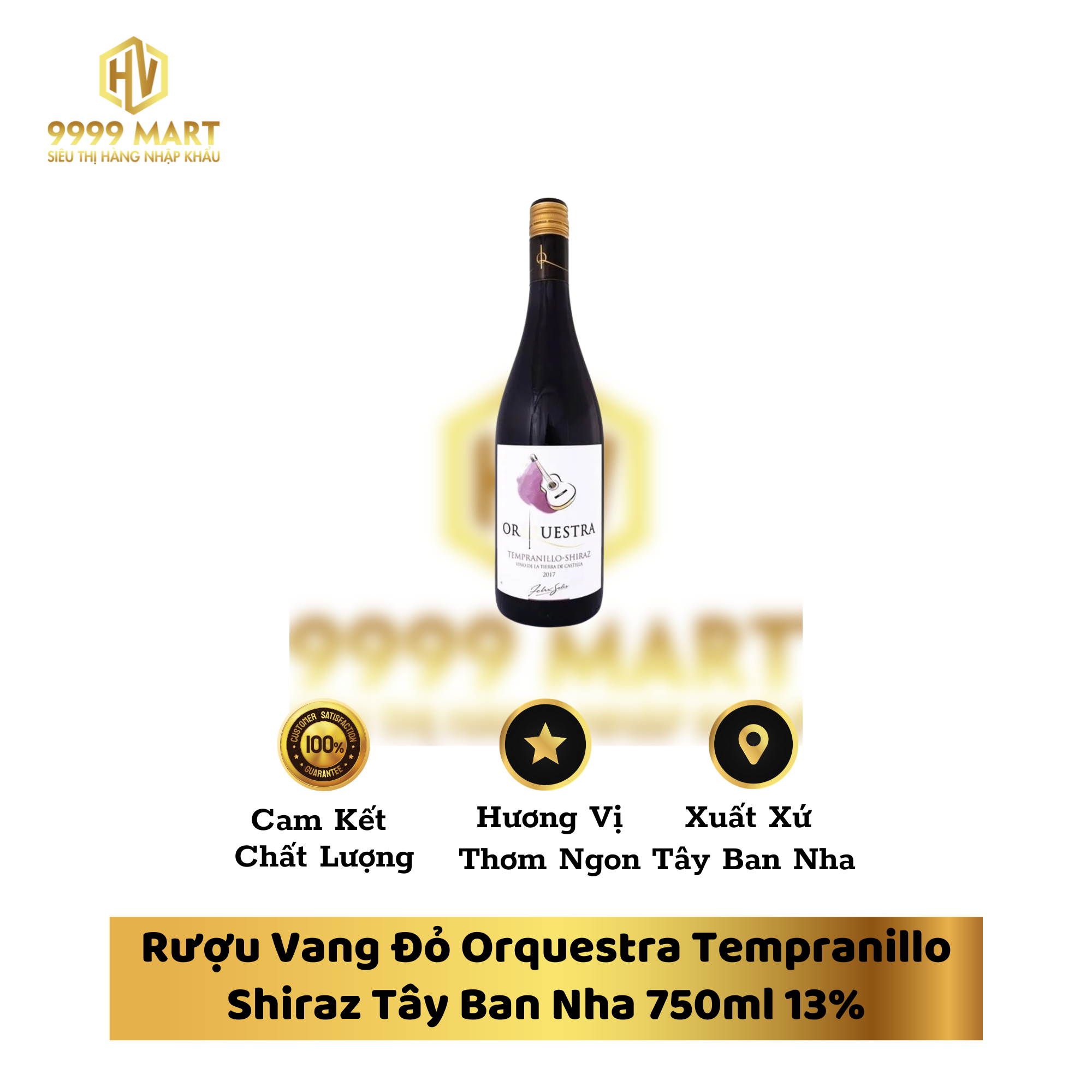  Rượu Vang Đỏ Orquestra Tempranillo Shiraz Tây Ban Nha 750ml 13% 