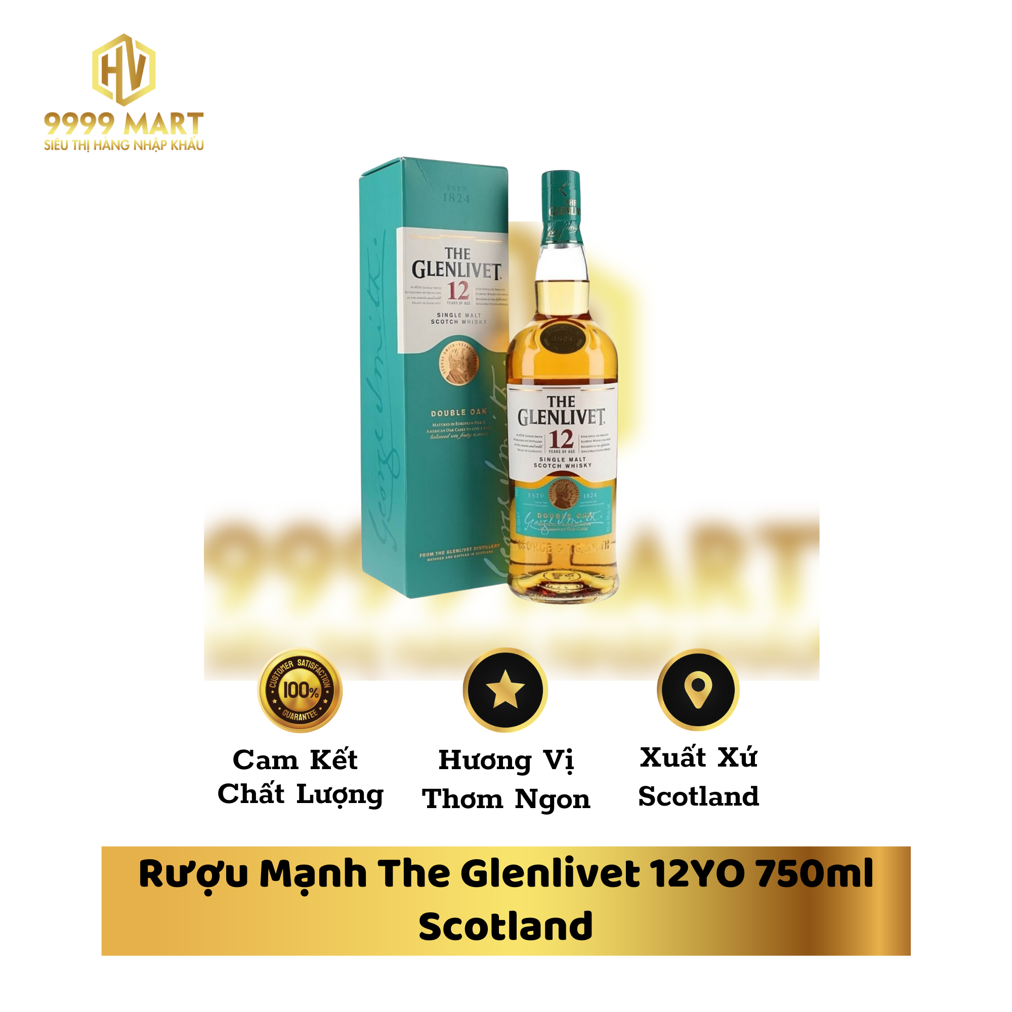  Rượu Mạnh The Glenlivet 12YO 750ml Scotland 
