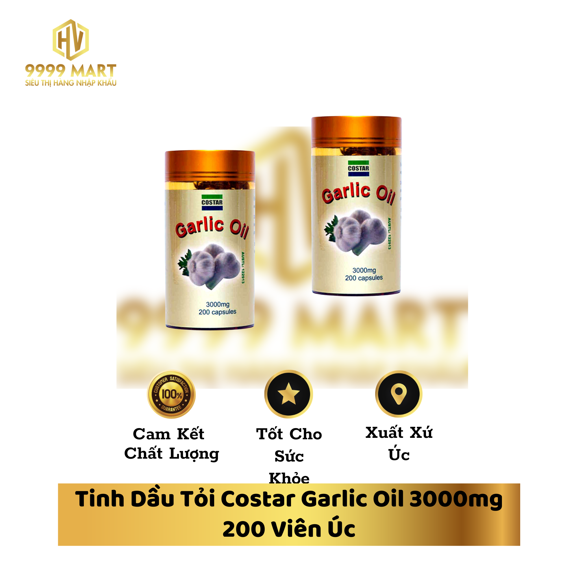  Tinh Dầu Tỏi Costar Garlic Oil 3000mg 200 Viên Úc 