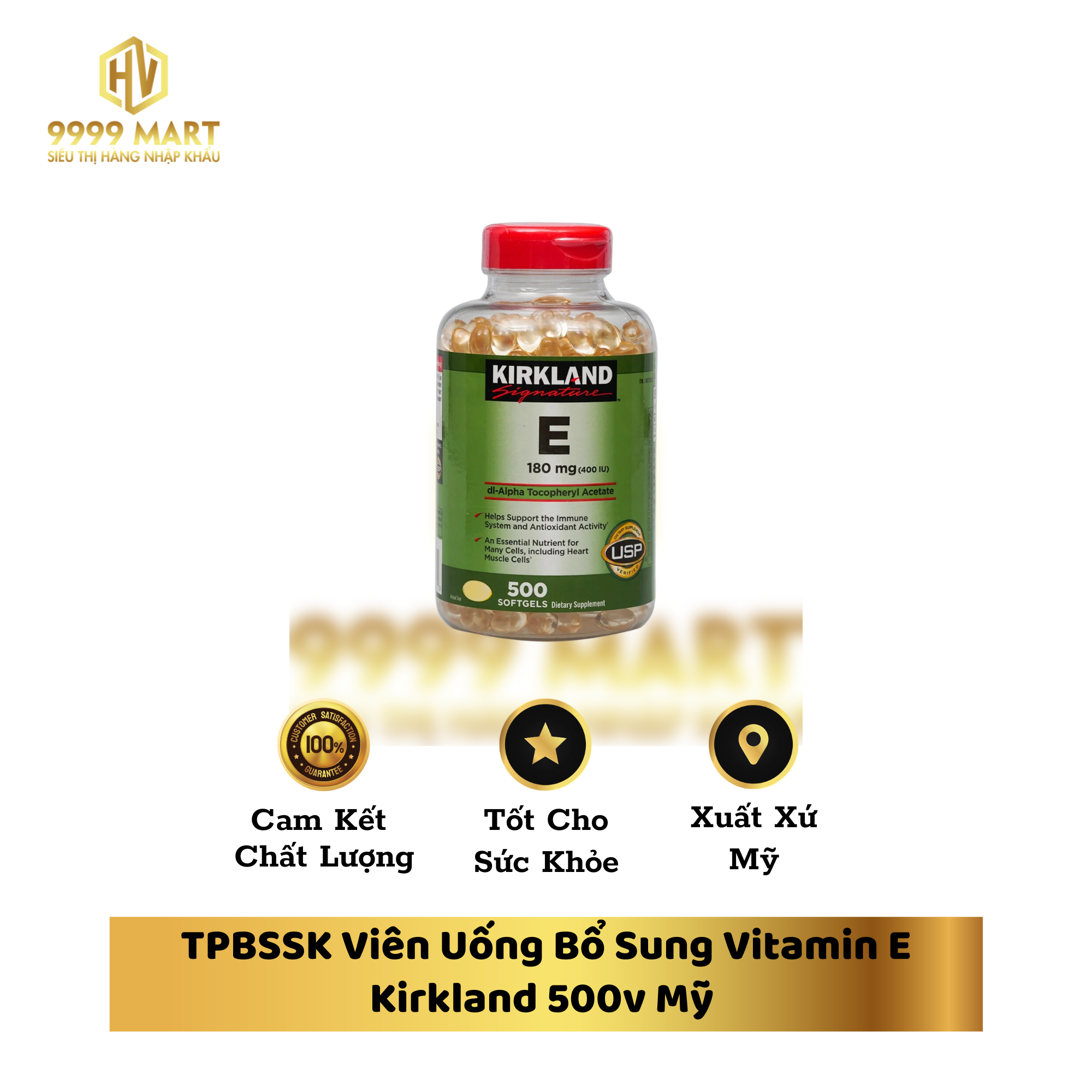  TPBSSK Viên Uống Bổ Sung Vitamin E Kirkland 500v Mỹ 