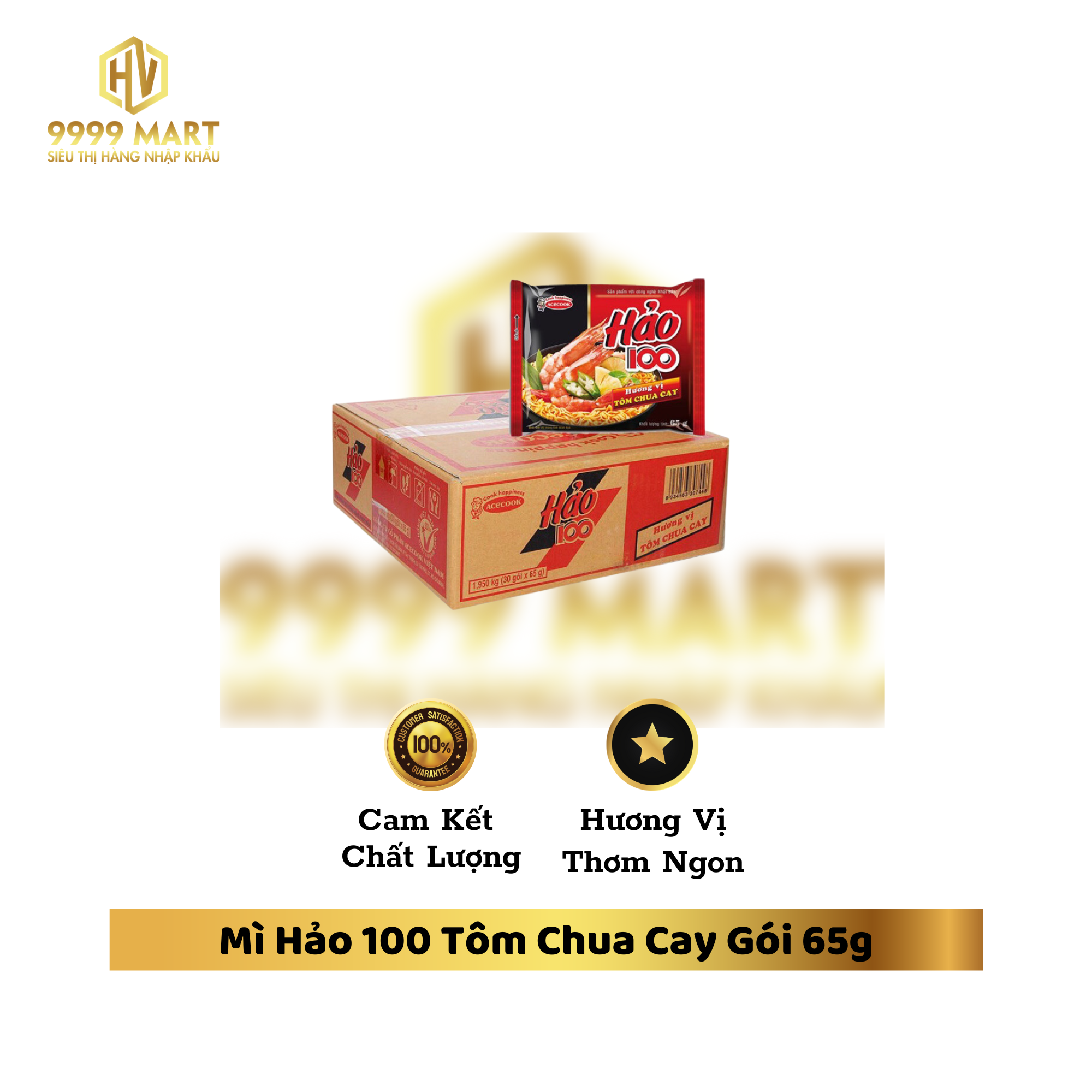  Mì Hảo 100 Tôm Chua Cay Gói 65g 