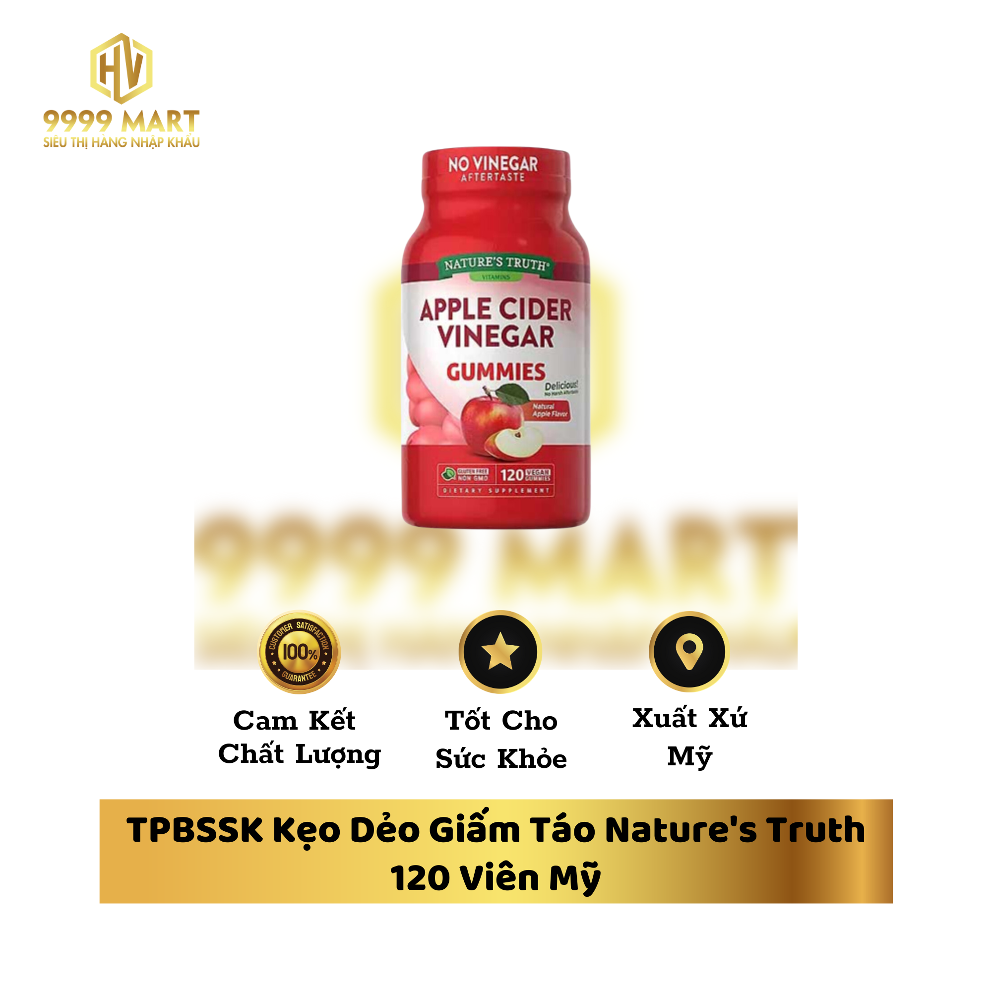  TPBSSK Kẹo Dẻo Giấm Táo Nature's Truth 120 Viên Mỹ 