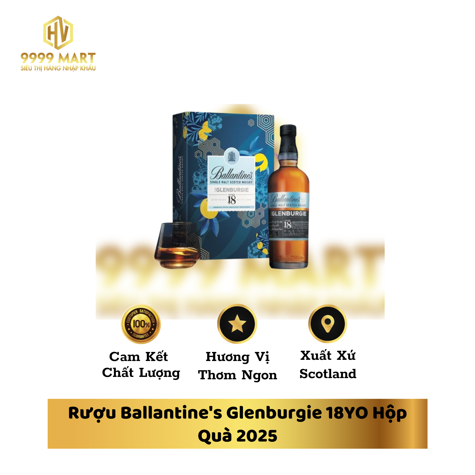  Rượu Ballantine's Glenburgie 18YO Hộp Quà 2025 