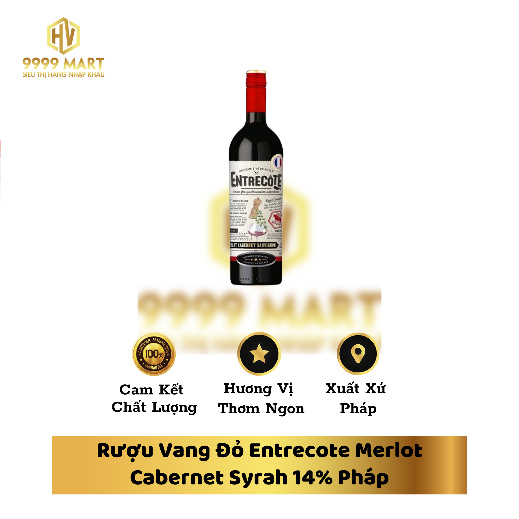 Rượu Vang Đỏ Entrecote Merlot Cabernet Syrah 14% Pháp 