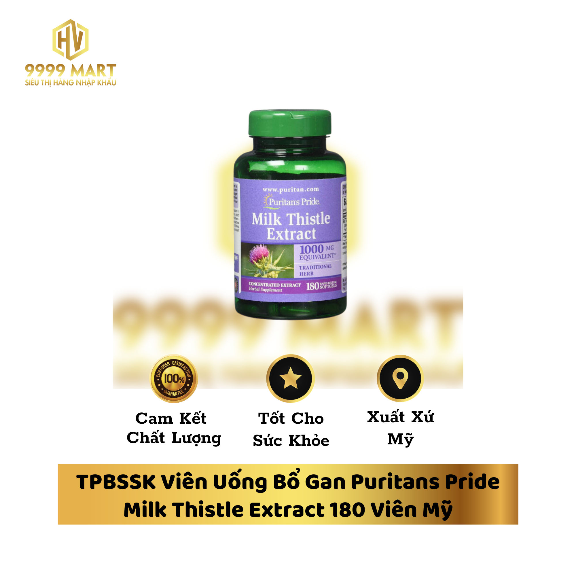  TPBSSK Viên Uống Bổ Gan Puritans Pride Milk Thistle Extract 180 Viên Mỹ 