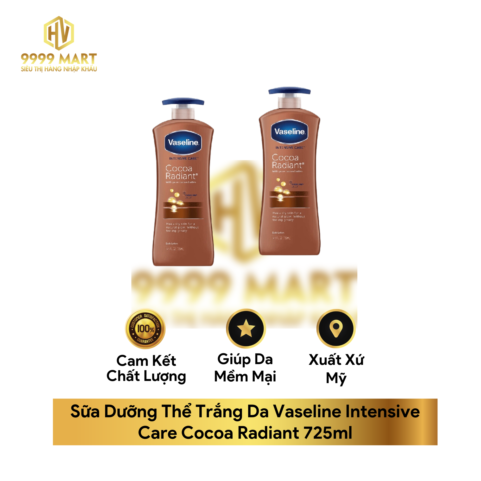  Sữa Dưỡng Thể Trắng Da Vaseline Intensive Care Cocoa Radiant 725ml 
