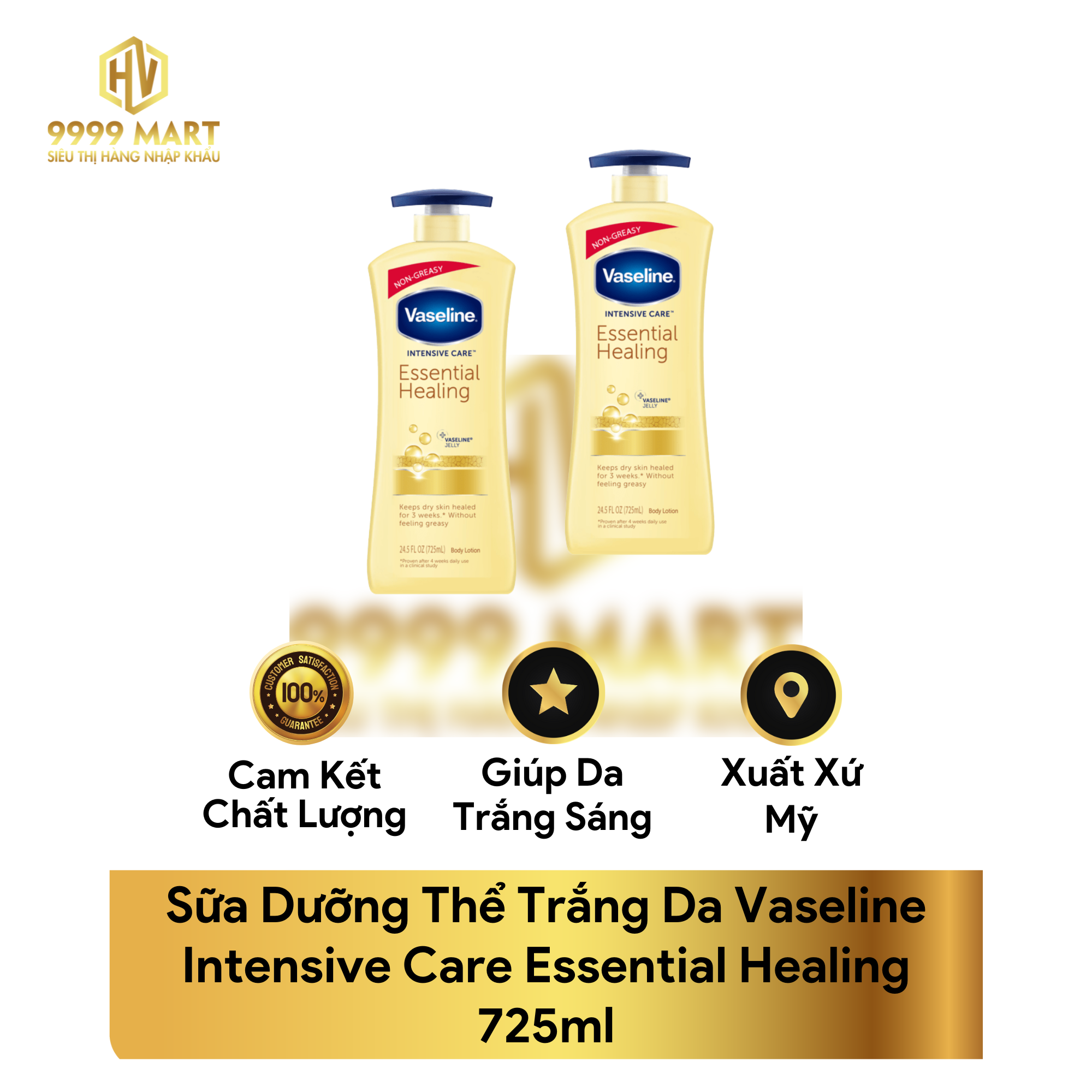  Sữa Dưỡng Thể Trắng Da Vaseline Intensive Care Essential Healing 725ml 