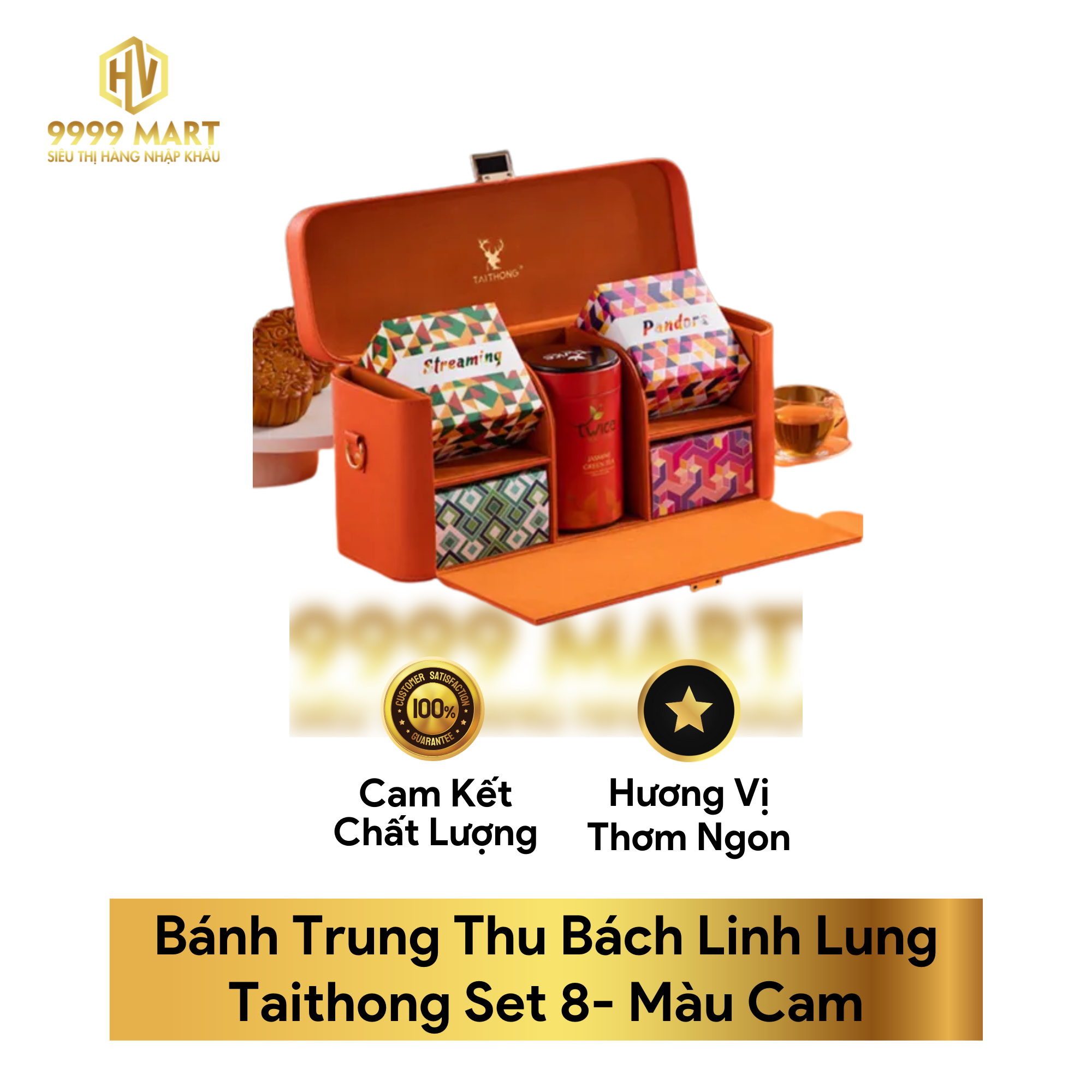  Bánh Trung Thu Bách Linh Lung Taithong Set 8- Màu Cam 
