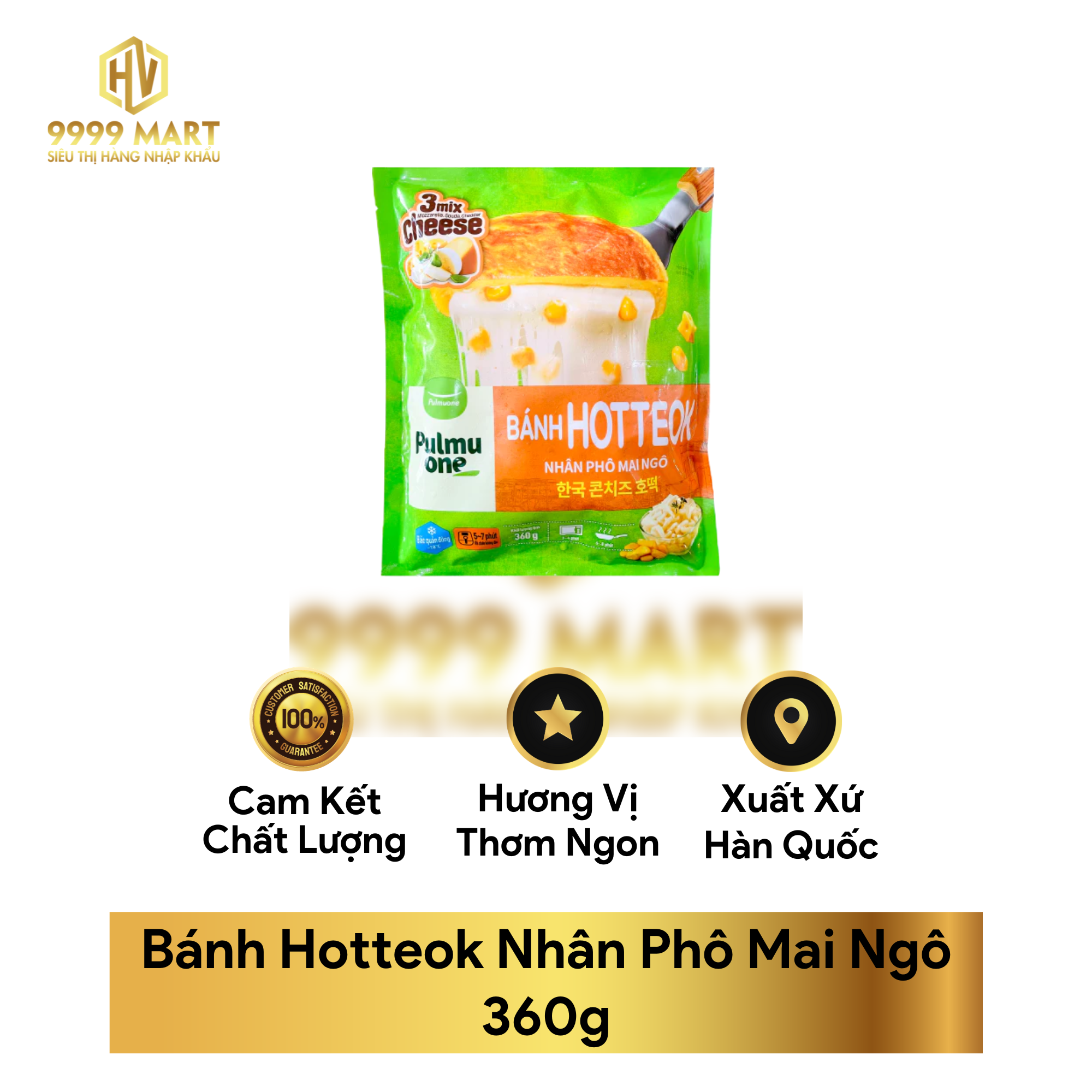  Bánh Hotteok Nhân Phô Mai Ngô 360g 