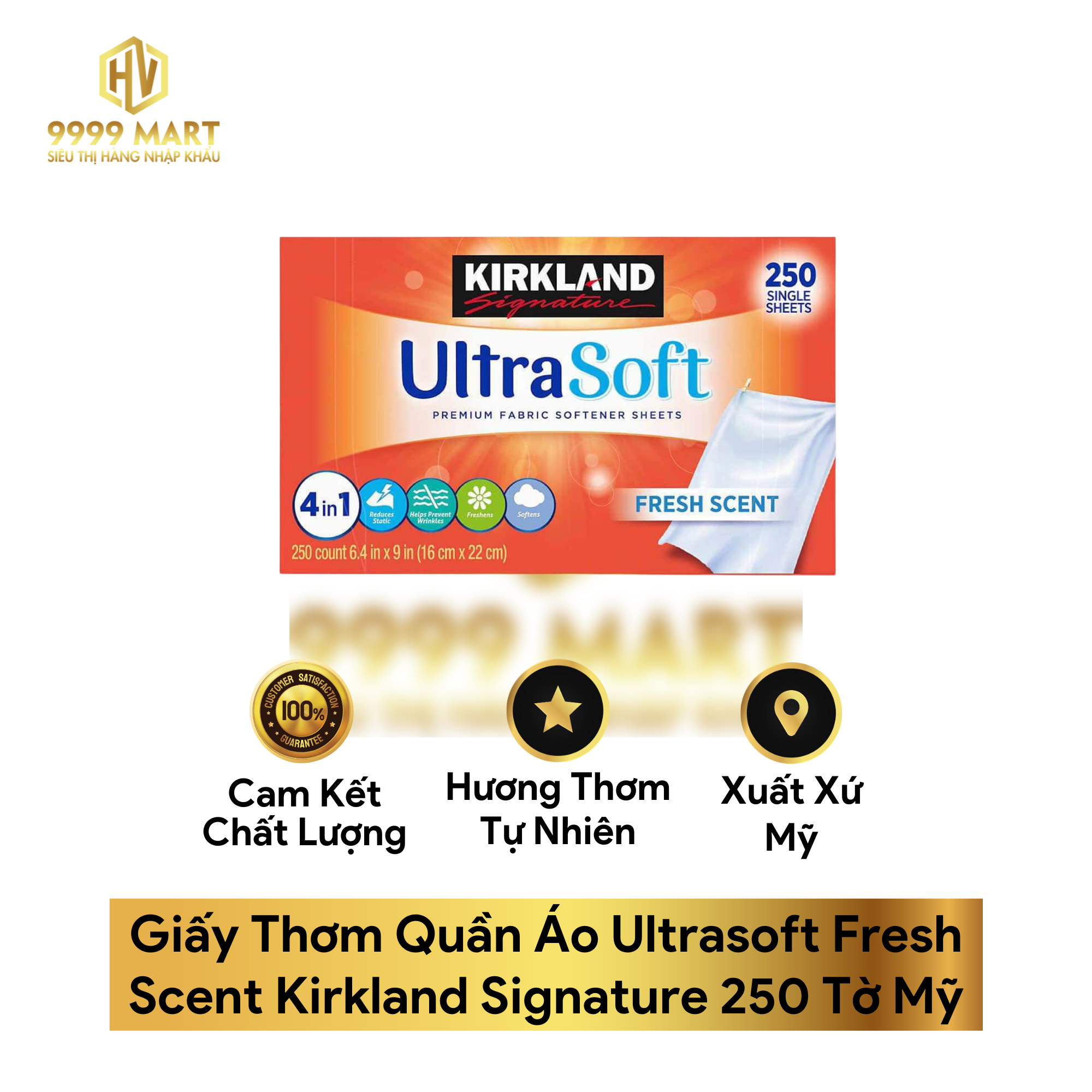  Giấy Thơm Quần Áo Ultrasoft Fresh Scent Kirkland Signature 250 Tờ Mỹ 