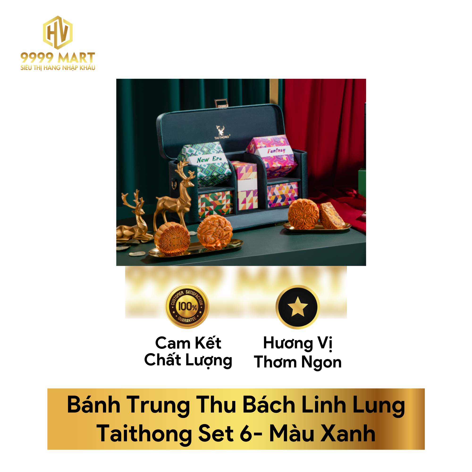  Bánh Trung Thu Bách Linh Lung Taithong Set 6- Màu Xanh 