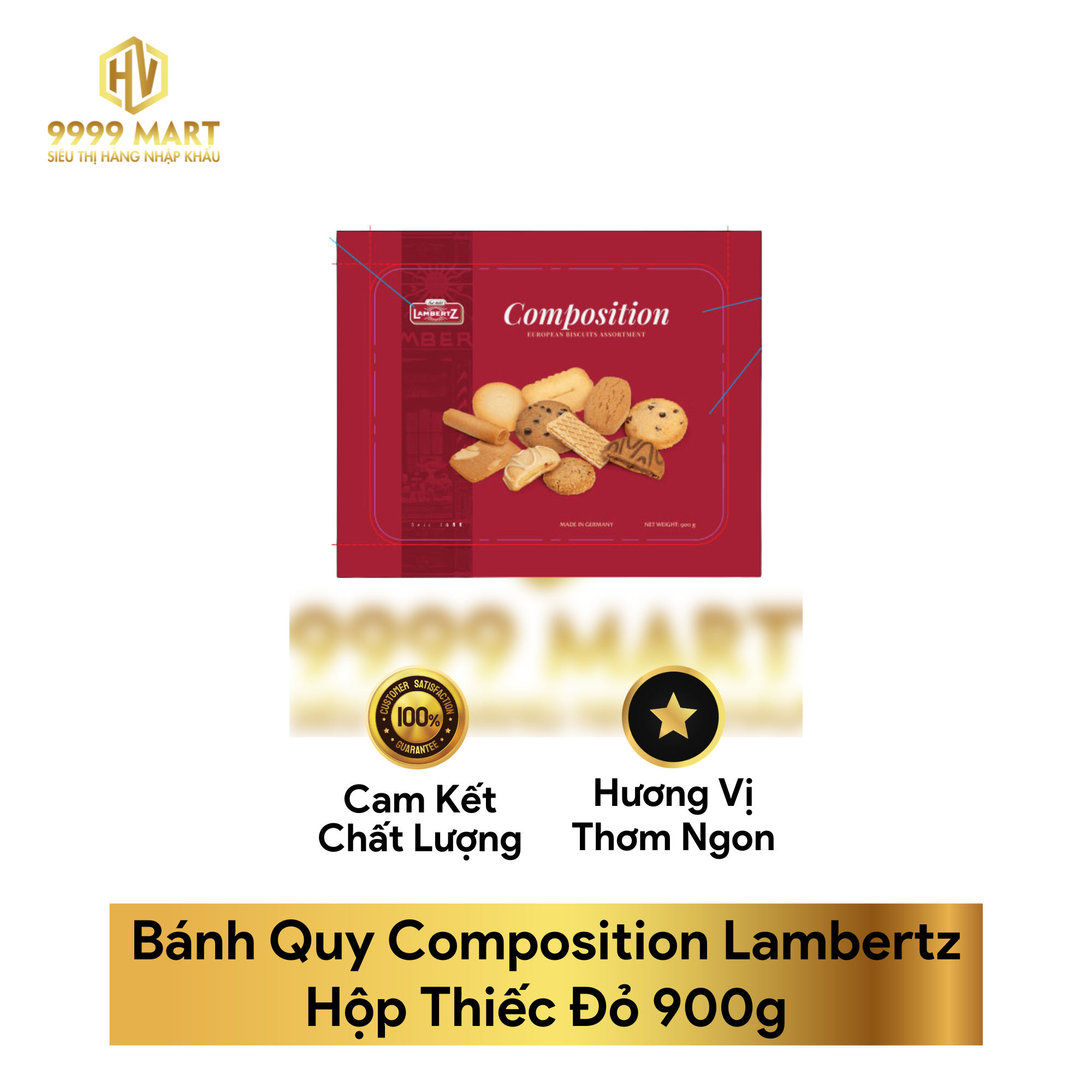  Bánh Quy Composition Lambertz Hộp Thiếc Đỏ 900g 