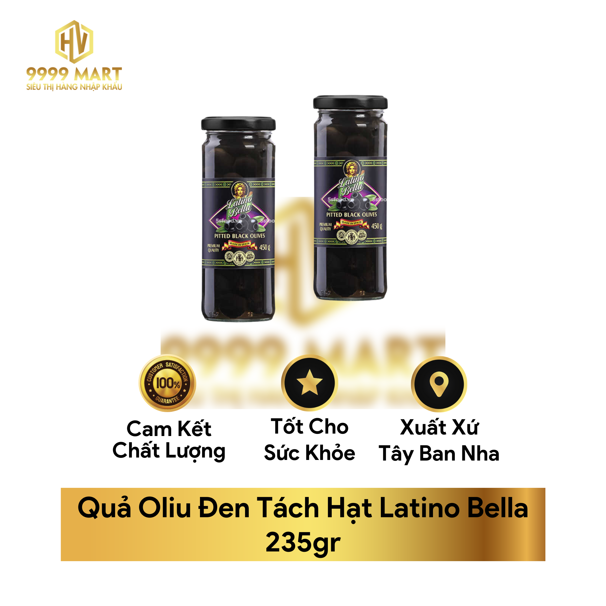  Quả Olive Đen Tách Hạt Latino Bella Tây Ban Nha 