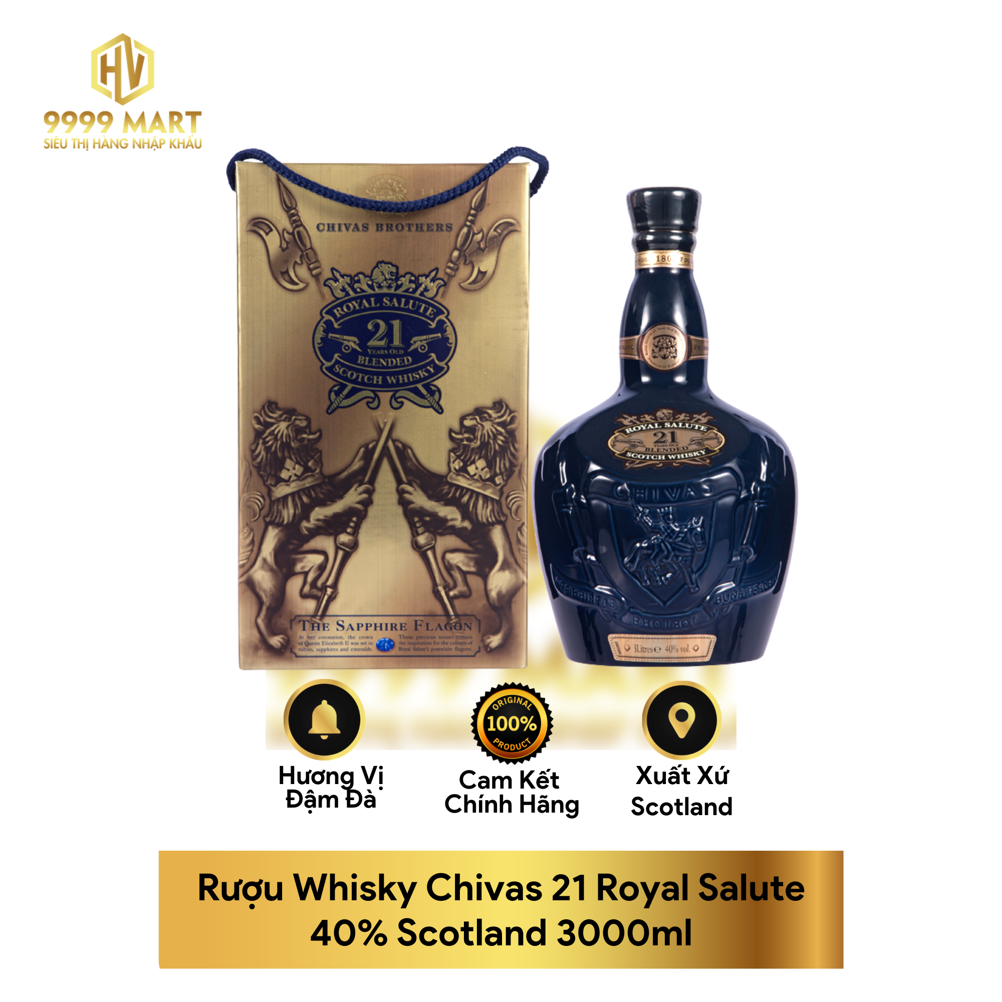  Rượu Whisky Chivas 21 Royal Salute 40% Scotland 3000ml 
