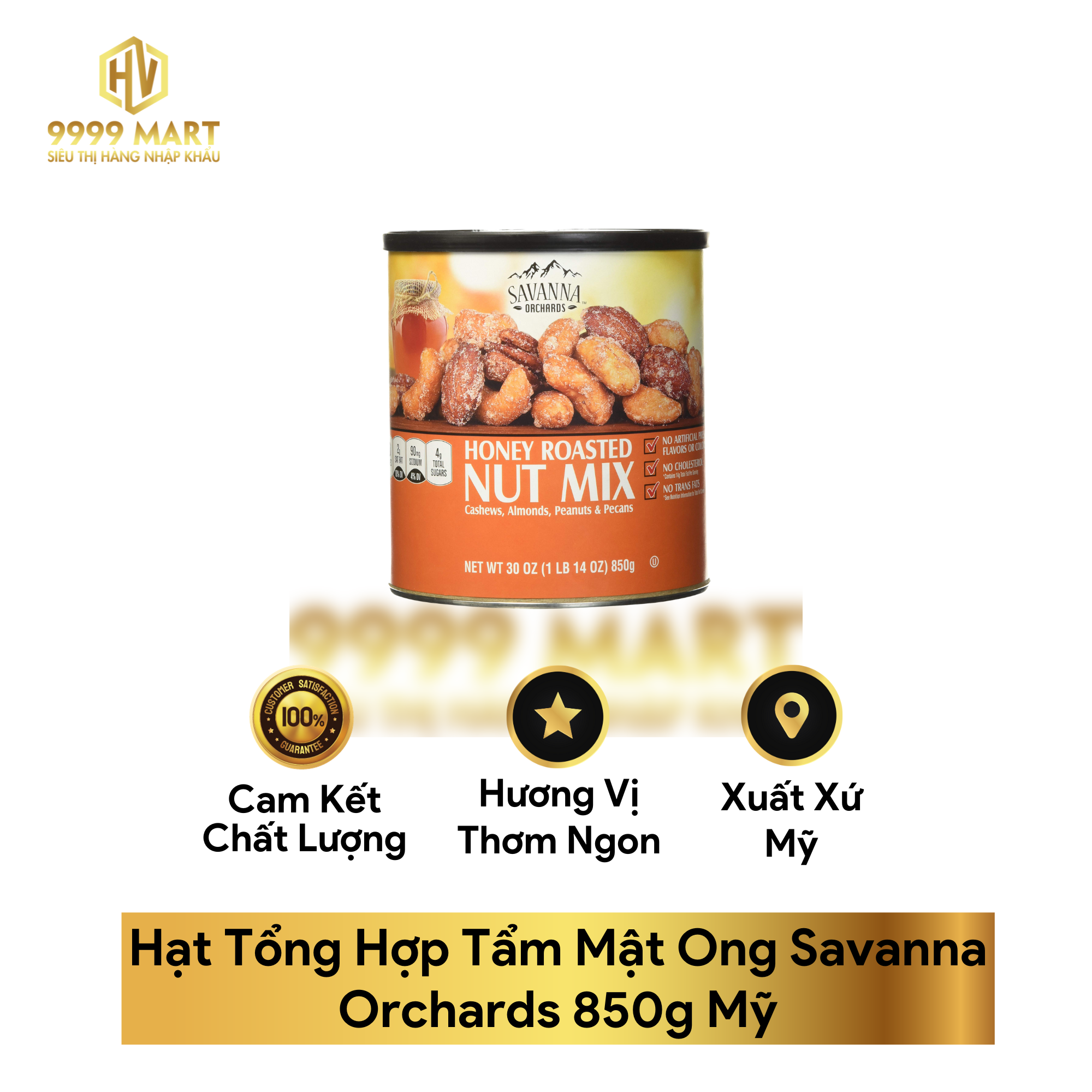  Hạt Tổng Hợp Tẩm Mật Ong Savanna Orchards 850g Mỹ 