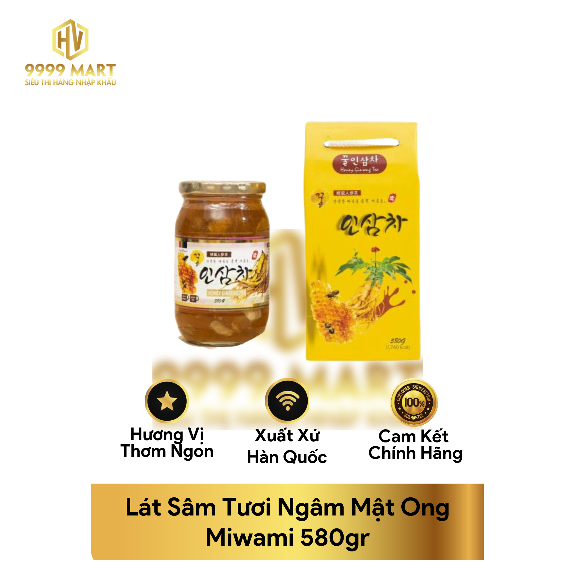  Lát Sâm Tươi Ngâm Mật Ong Miwami 580gr 