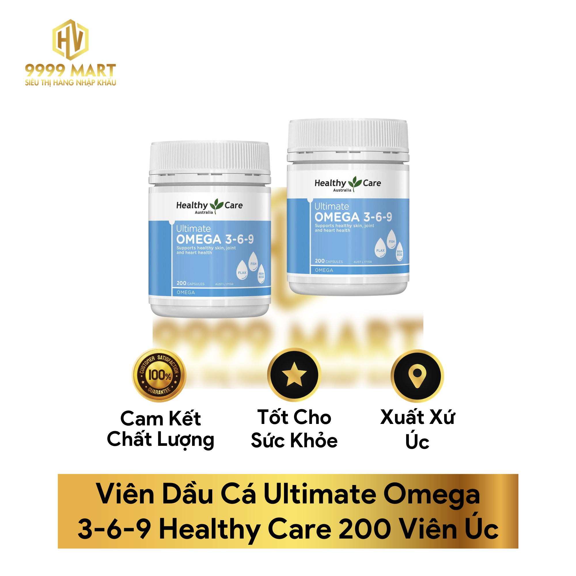  Viên Dầu Cá Ultimate Omega 3-6-9 Healthy Care 200 Viên Úc 