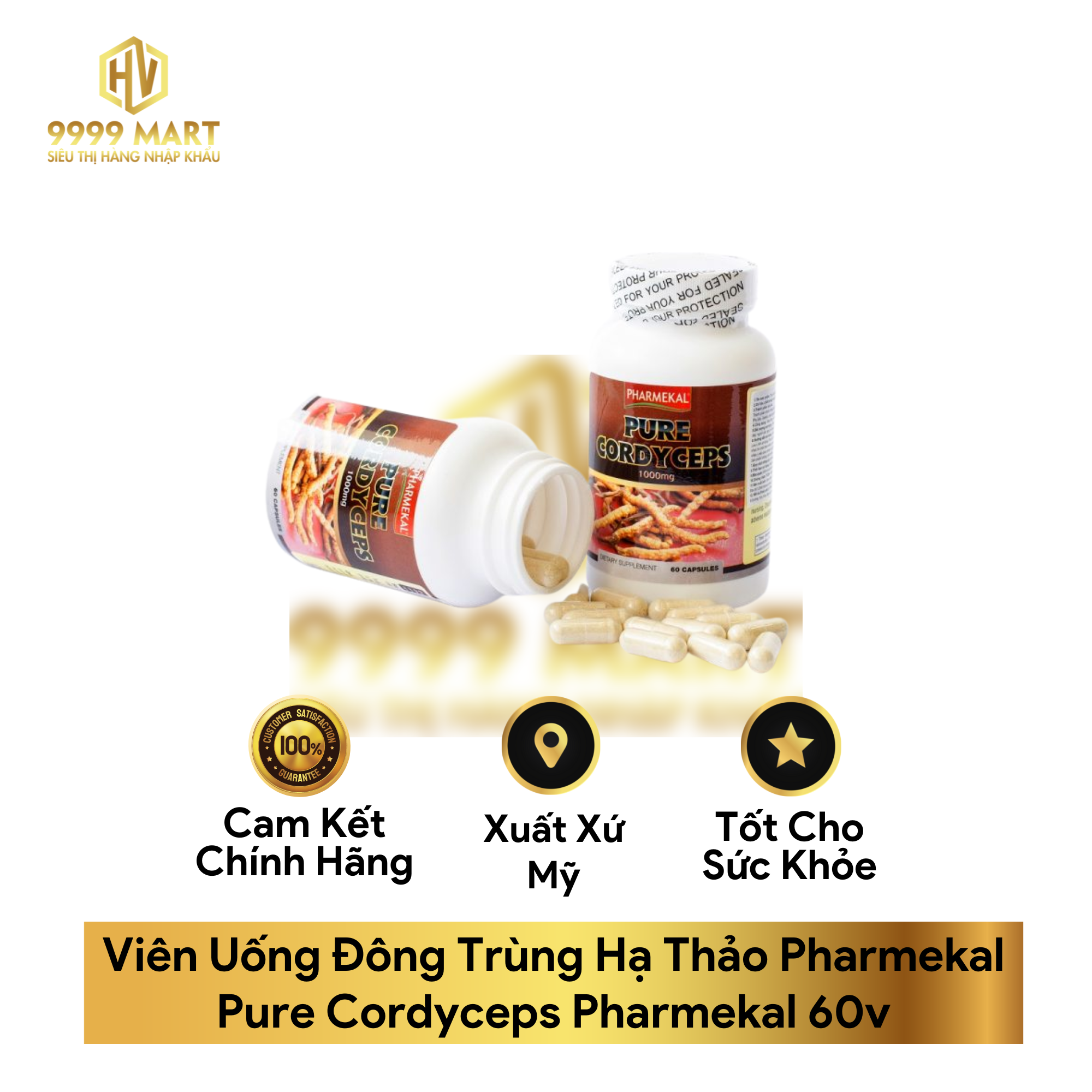  Viên Uống Đông Trùng Hạ Thảo Pharmekal Pure Cordyceps Pharmekal Mỹ 60v 