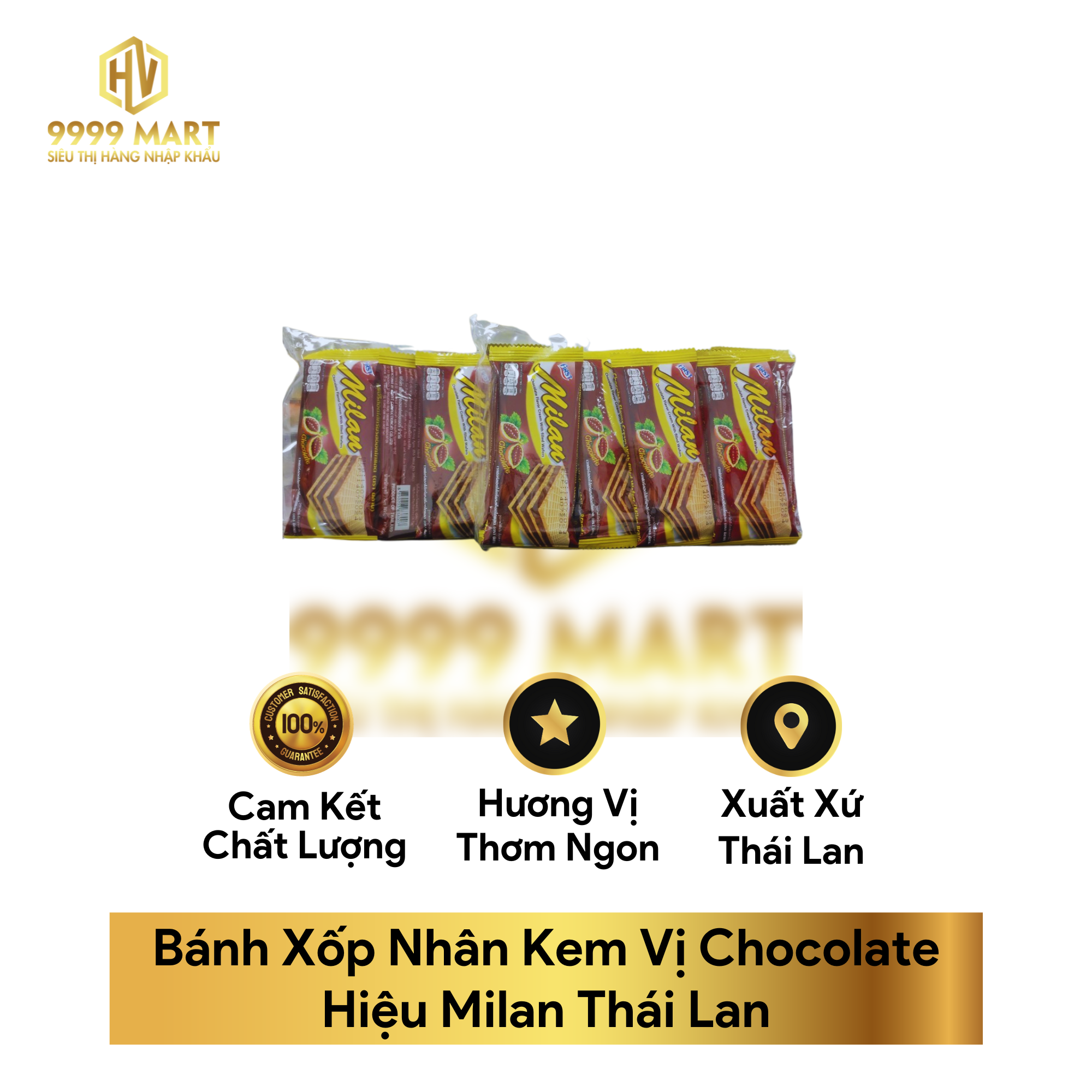  Bánh Xốp Nhân Kem Vị Chocolate Hiệu Milan Thái Lan 
