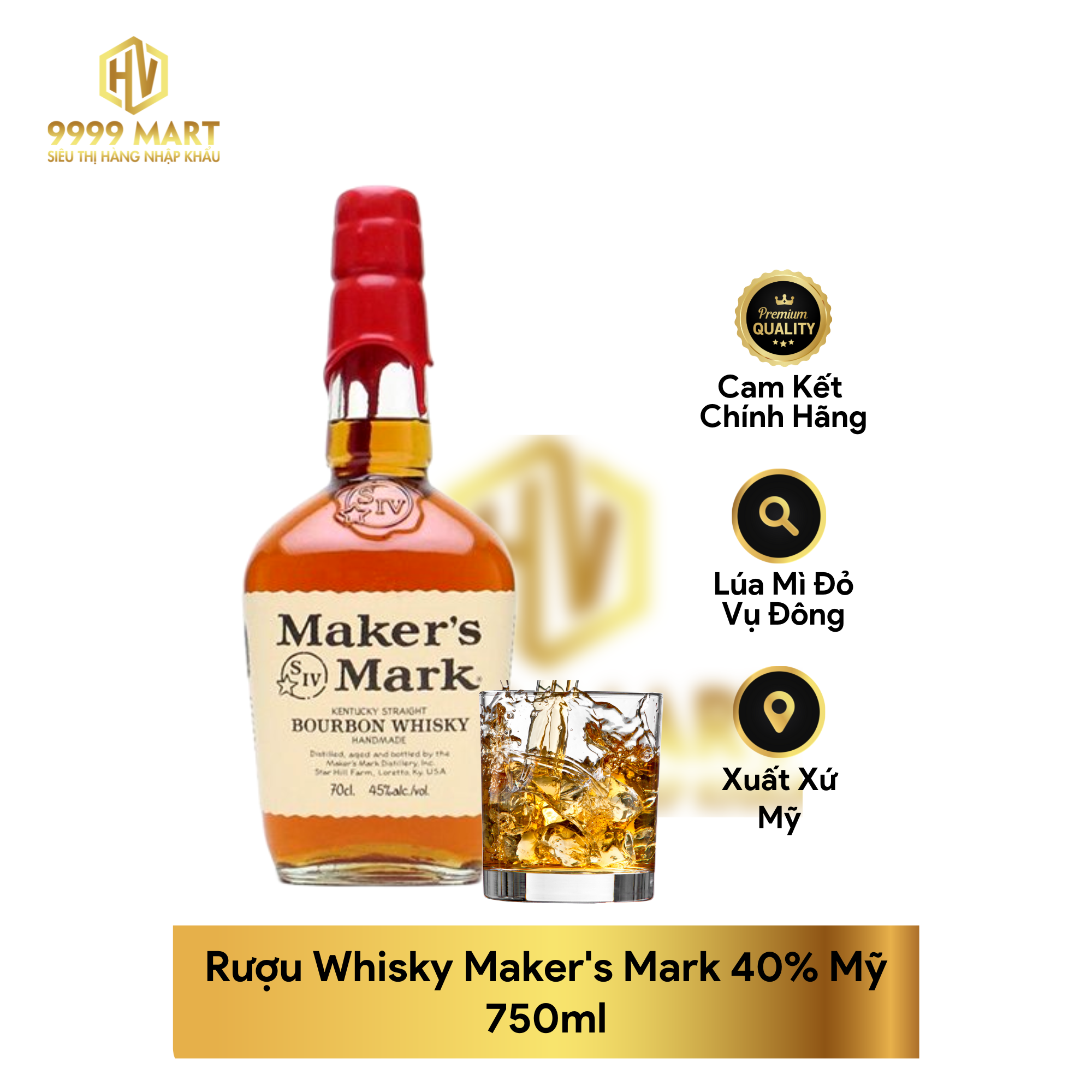  Rượu Whisky Maker's Mark 40% Mỹ 750ml 
