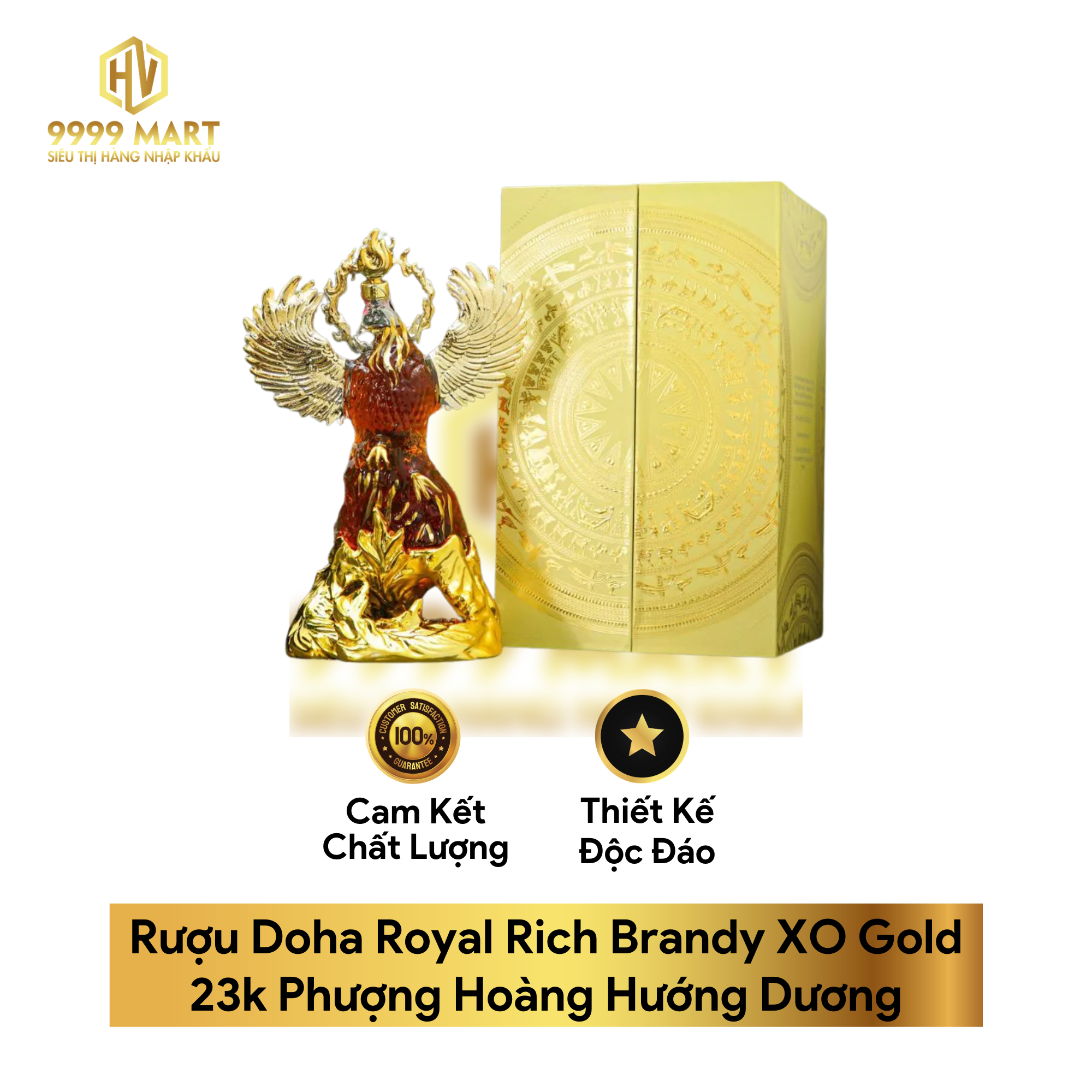 Rượu Doha Royal Rich Brandy XO Gold 23k Phượng Hoàng Hướng Dương Siêu