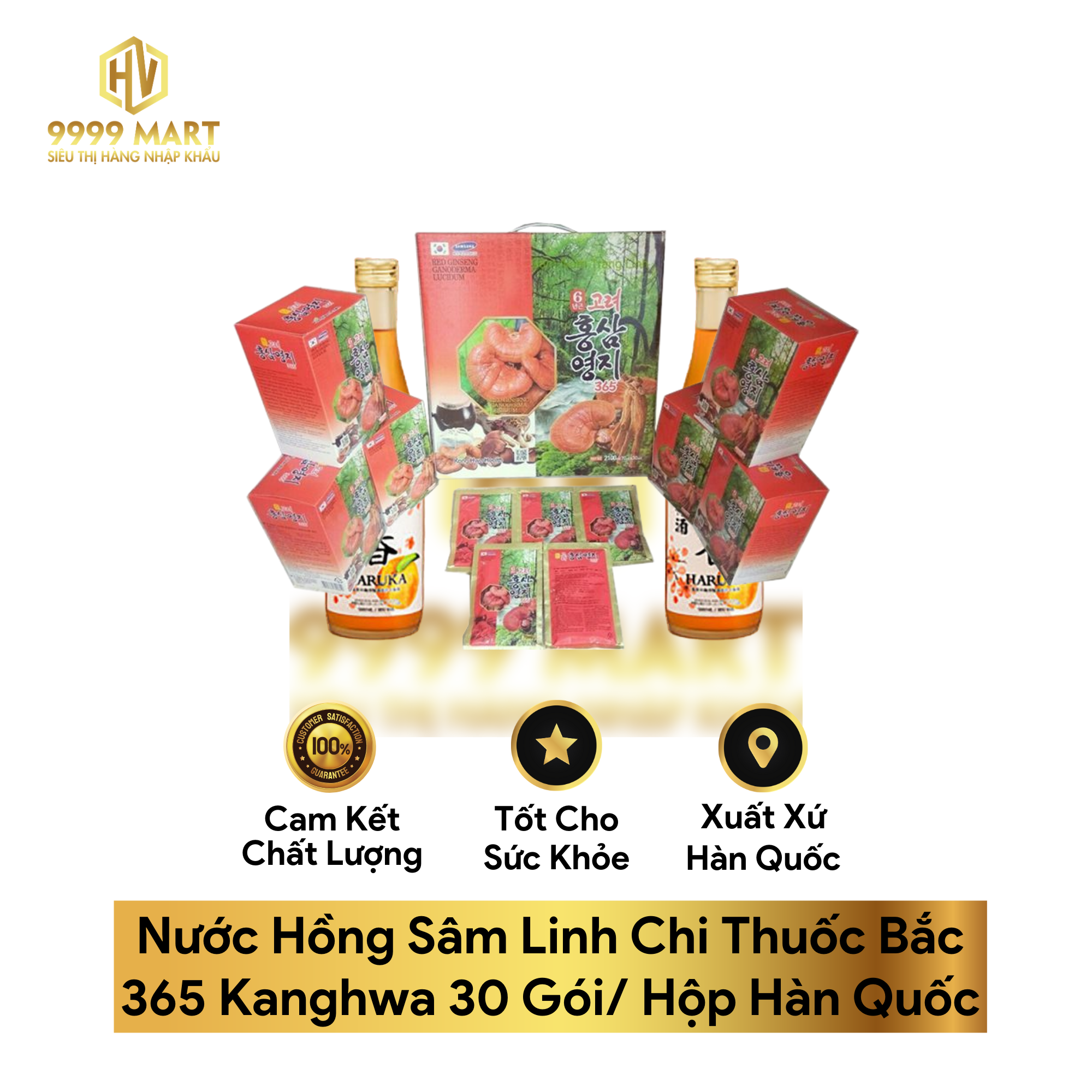  Nước Hồng Sâm Linh Chi Thuốc Bắc 365 Kanghwa 30 Gói/ Hộp Hàn Quốc 