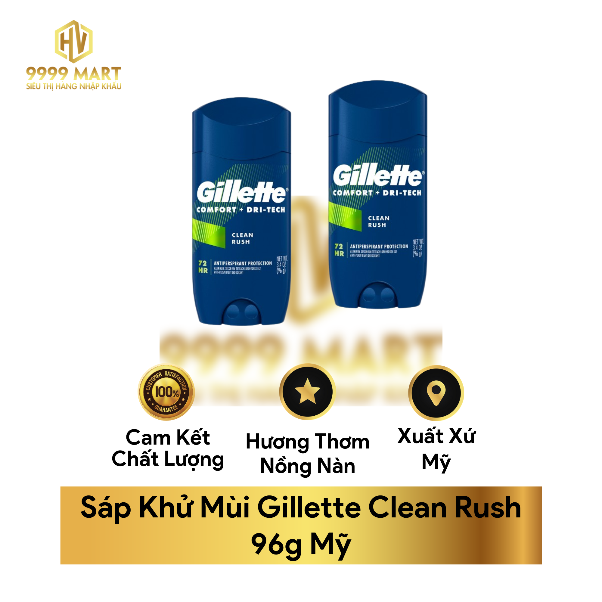  Sáp Khử Mùi Gillette Clean Rush 96g Mỹ 