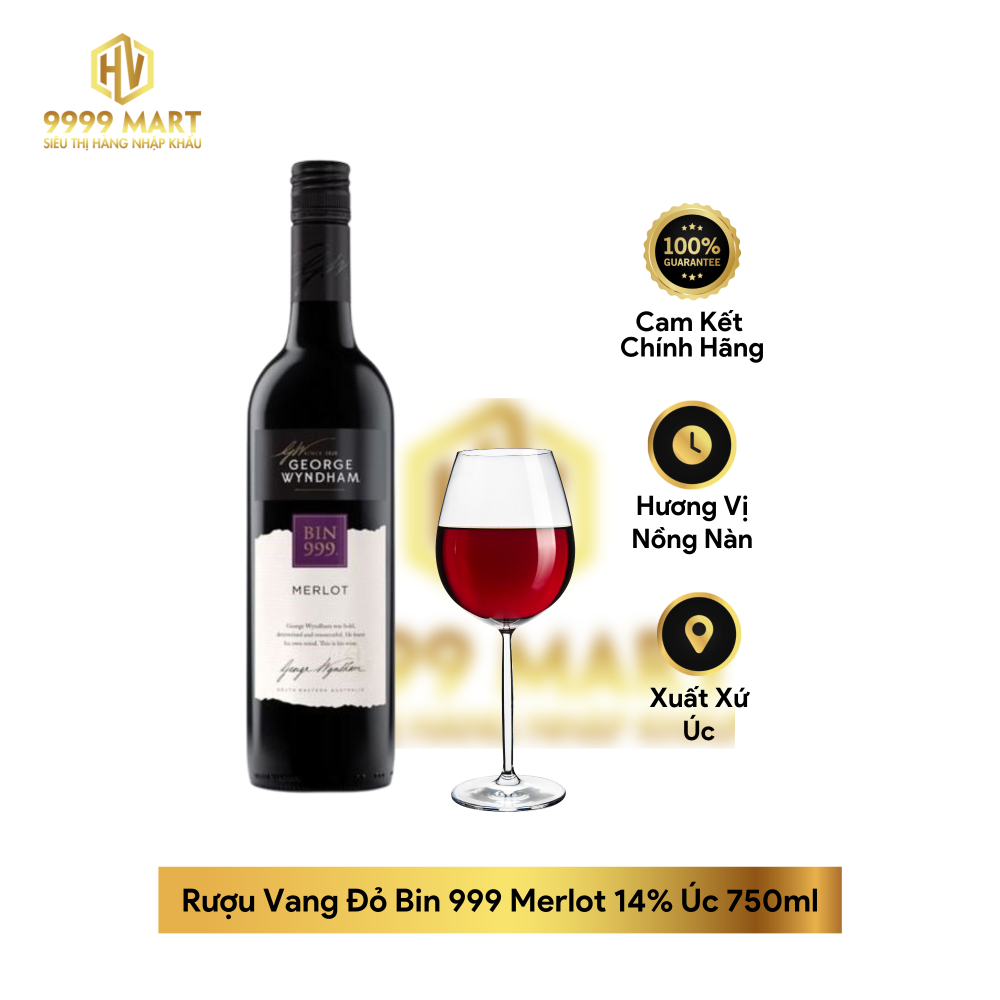  Rượu Vang Đỏ Bin 999 Merlot 14% Úc 750ml 