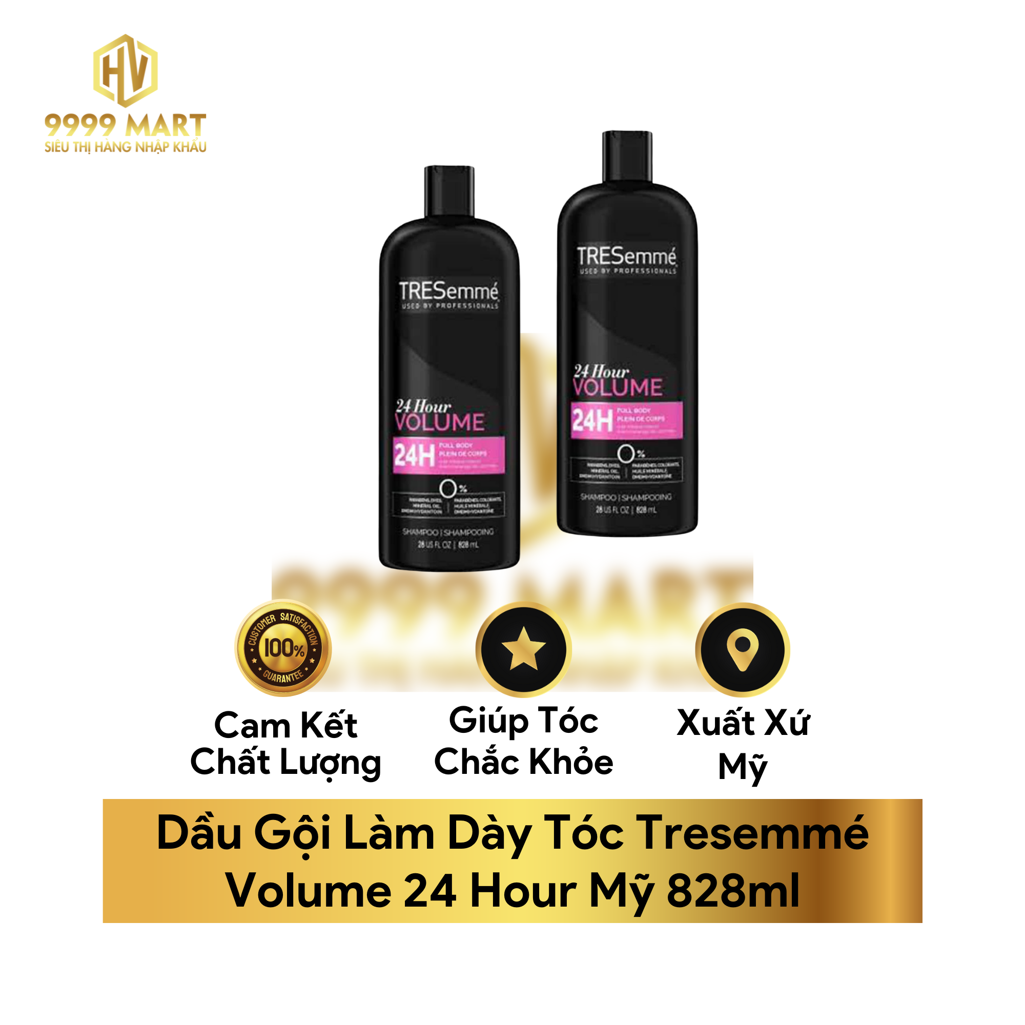  Dầu Gội Làm Dày Tóc Tresemmé Volume 24 Hour Mỹ 828ml 