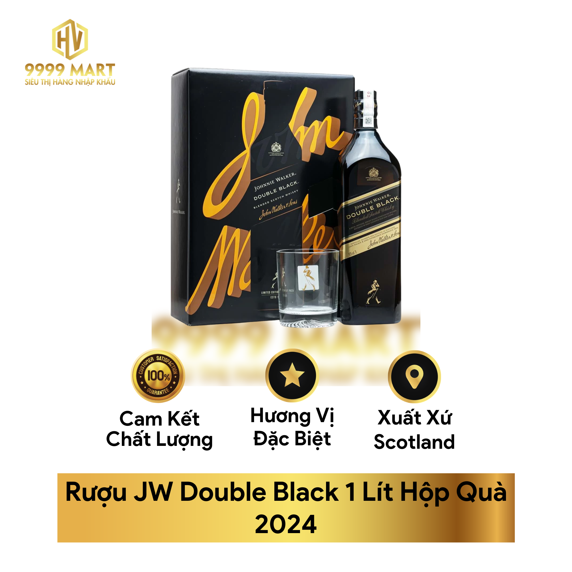  Rượu JW Double Black 1 Lít Hộp Quà 2024 