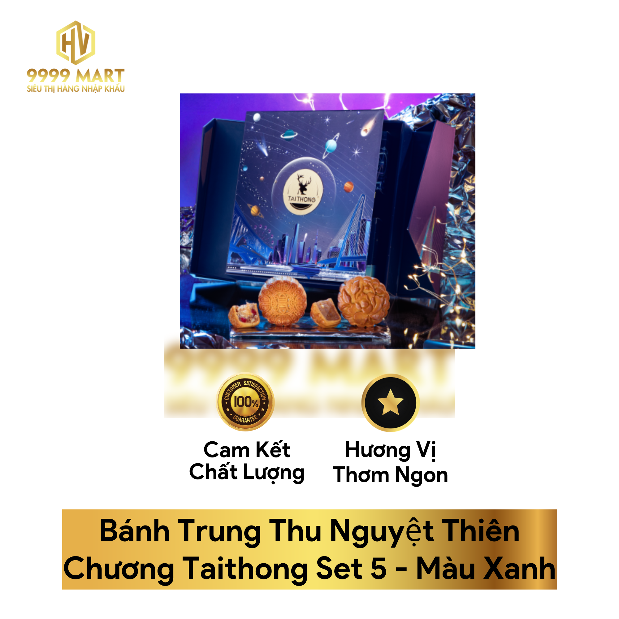  Bánh Trung Thu Nguyệt Thiên Chương Taithong Set 5- Màu Xanh 