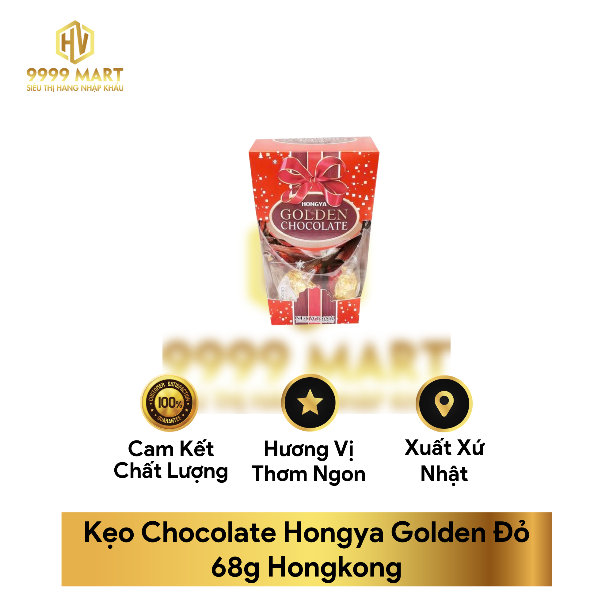  Kẹo Chocolate Hongya Golden Đỏ 68g Hongkong 