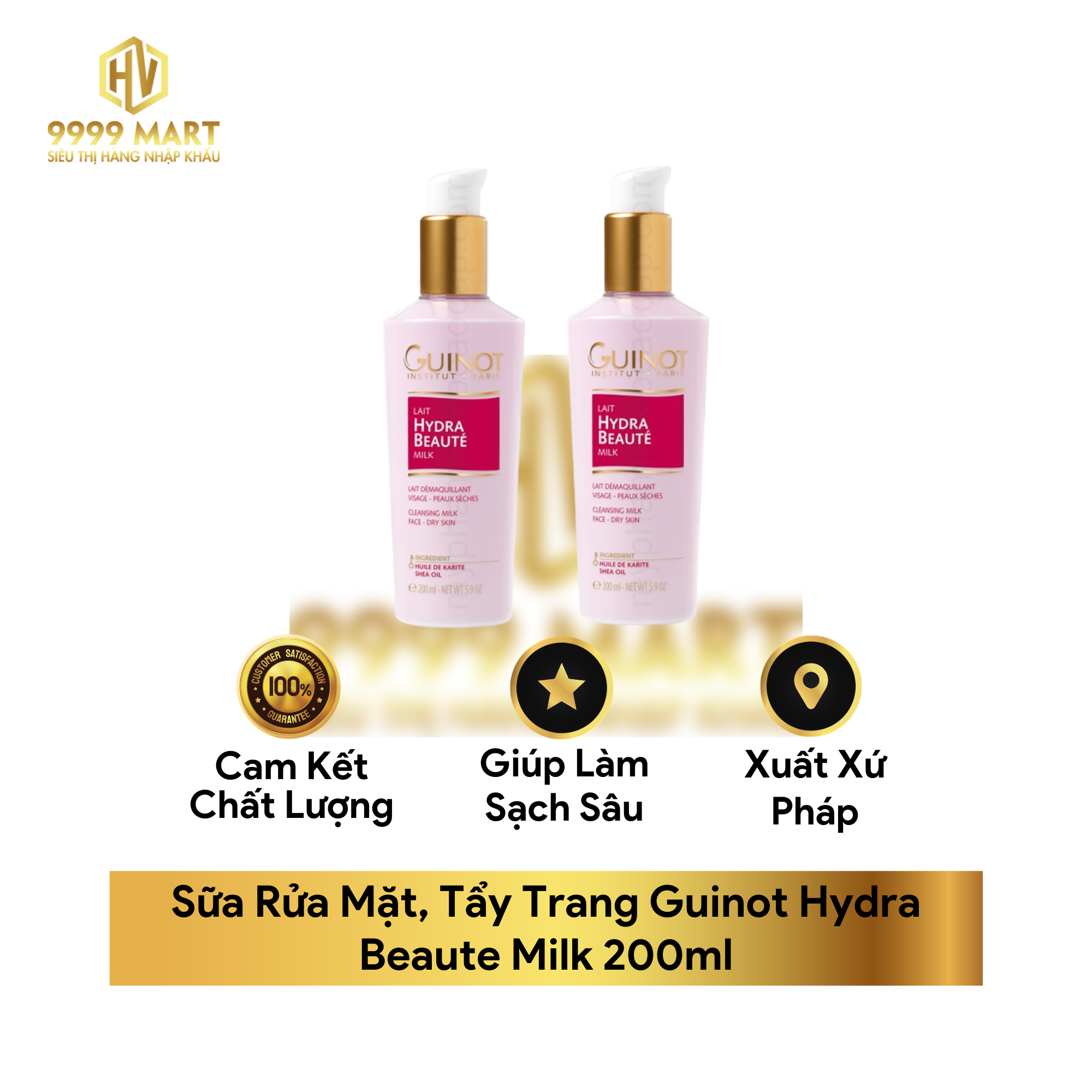  Sữa Rửa Mặt, Tẩy Trang Guinot Hydra Beaute Milk 200ml 