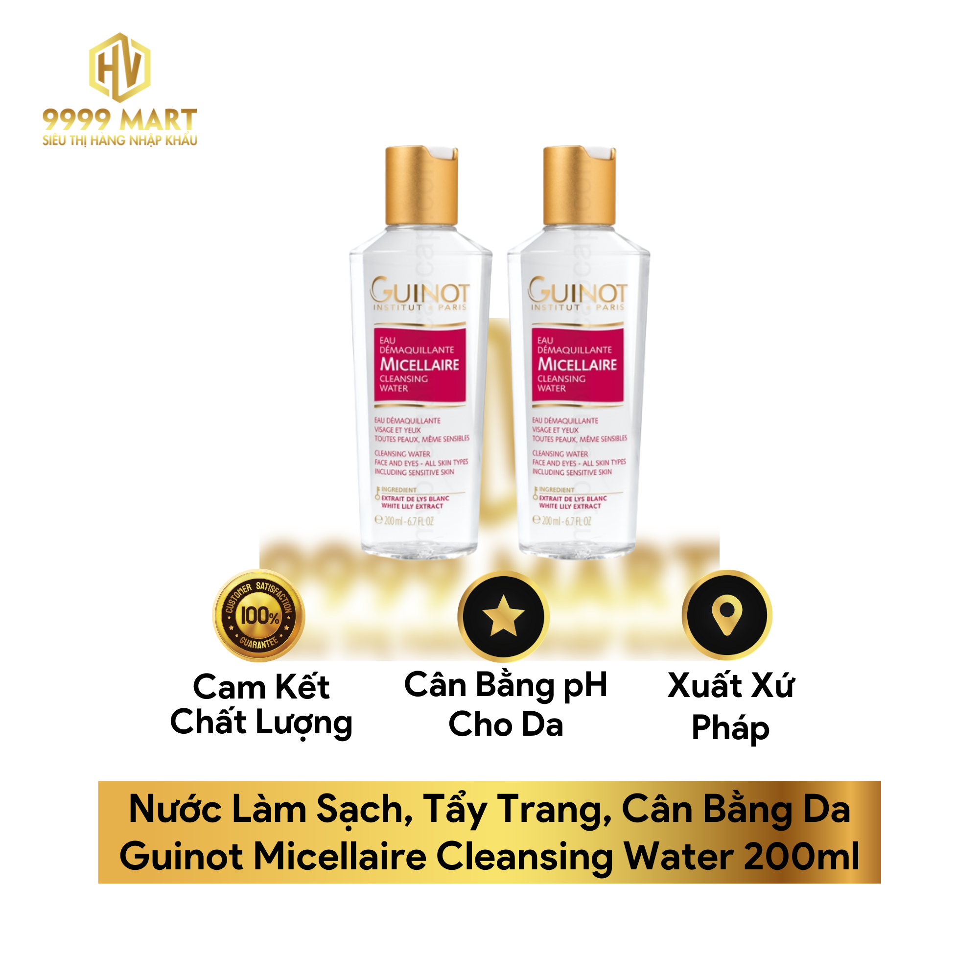  Nước Làm Sạch, Tẩy Trang, Cân Bằng Da Guinot Micellaire Cleansing Water 200ml 