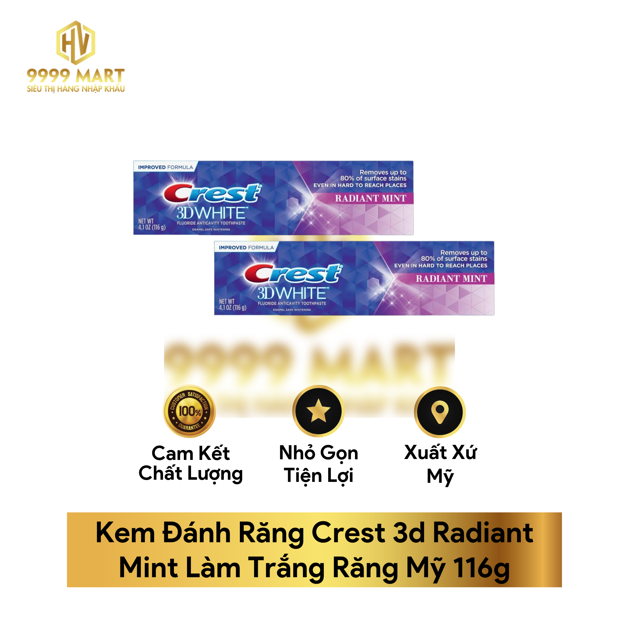  Kem Đánh Răng Crest 3d Radiant Mint Làm Trắng Răng Mỹ 116g 