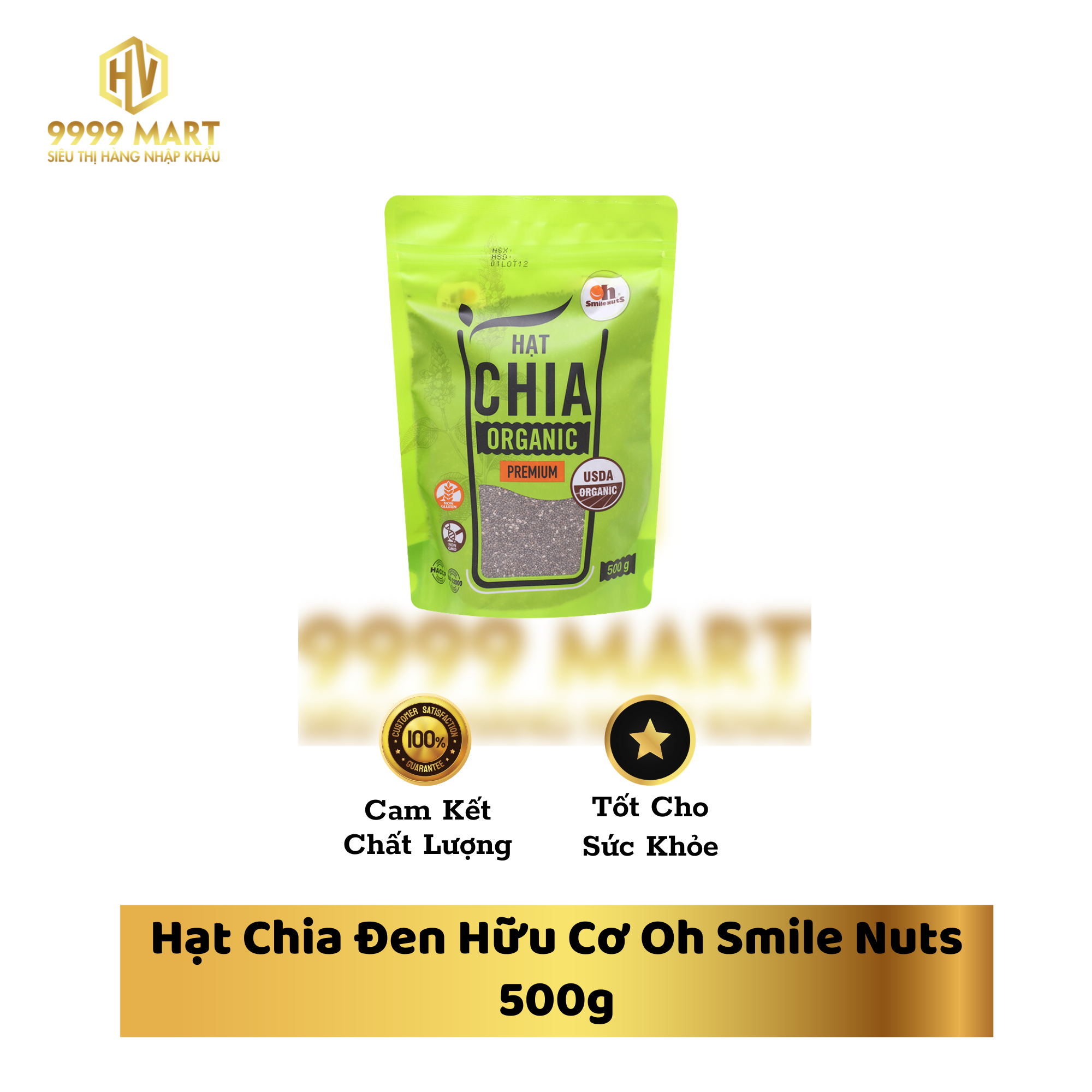  Hạt Chia Đen Hữu Cơ Oh Smile Nuts 500g 