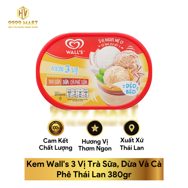 Kem Wall's 3 Vị Trà Sữa, Dừa Và Cà Phê Thái Lan 380gr – Siêu Thị Hàng ...