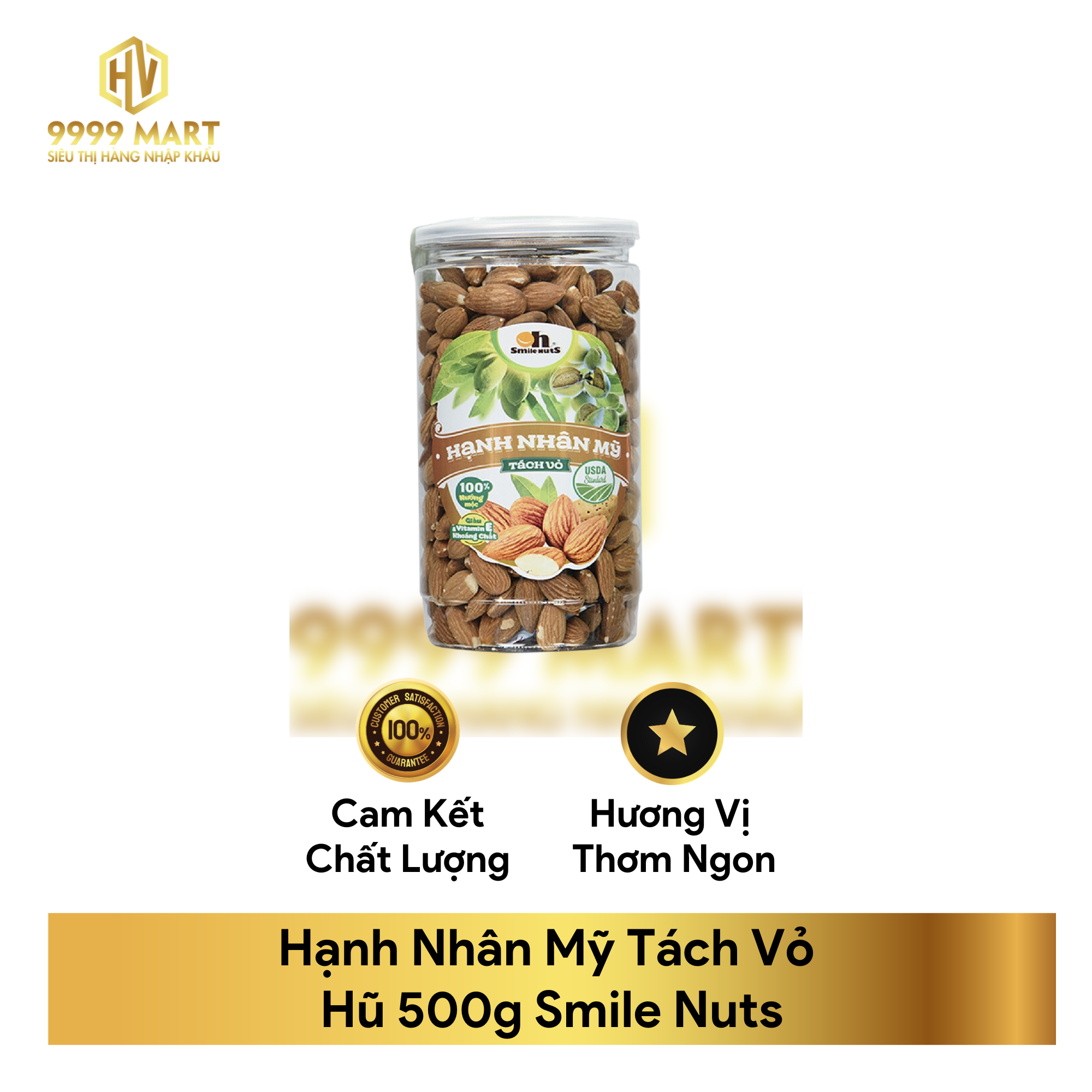  Hạnh Nhân Mỹ Tách Vỏ Hũ 500g Smile Nuts 