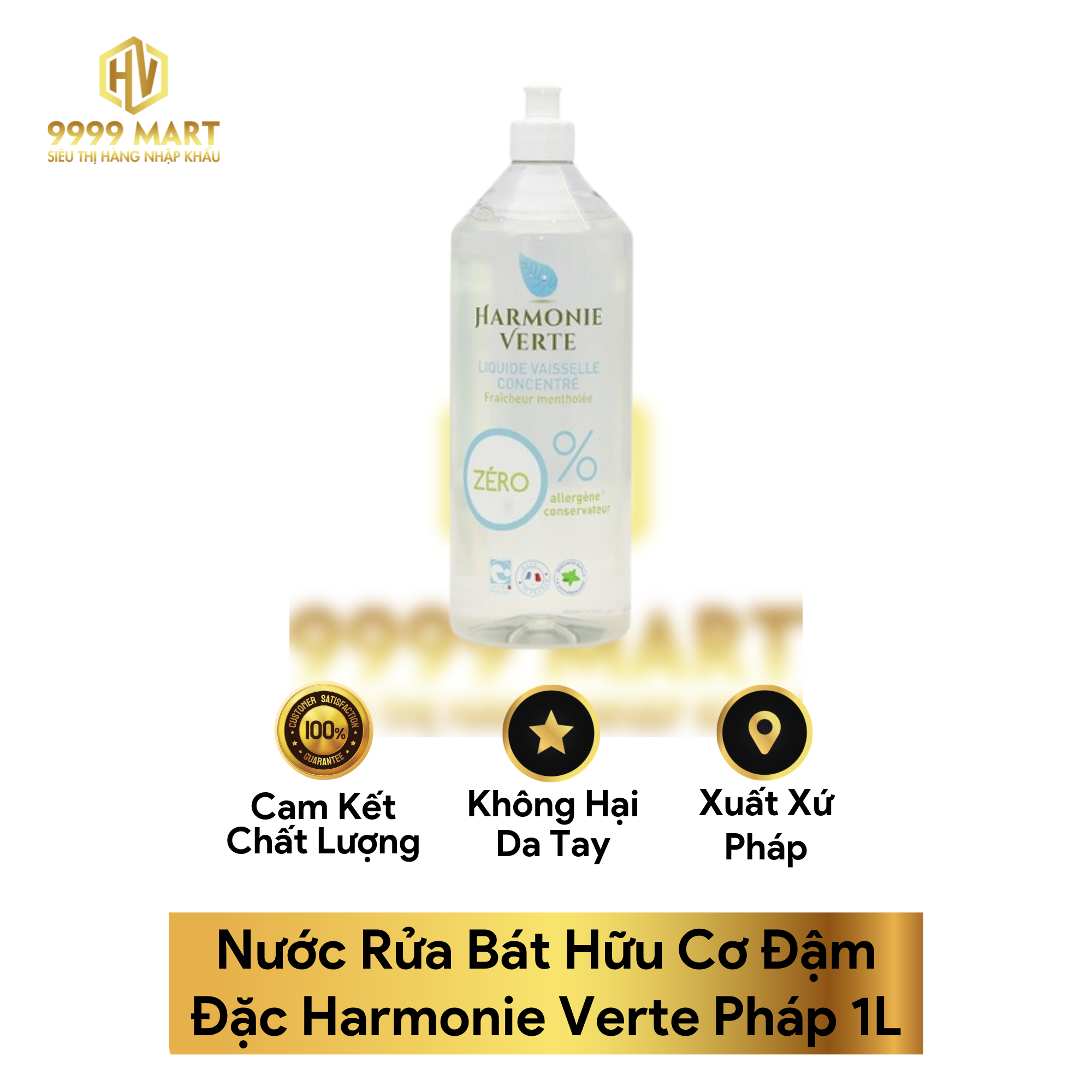  Nước Rửa Bát Hữu Cơ Đậm Đặc Harmonie Verte Pháp 1L 