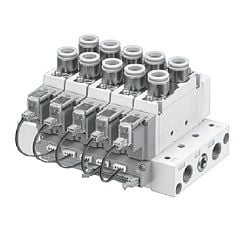  Van Điện Từ 5 Cổng, Sê-ri Tấm Đế, Loại Đường Ống Trực Tiếp, Đế Loại Xếp Chồng, Loại Dây Cáp Ruy-băng - SMC 